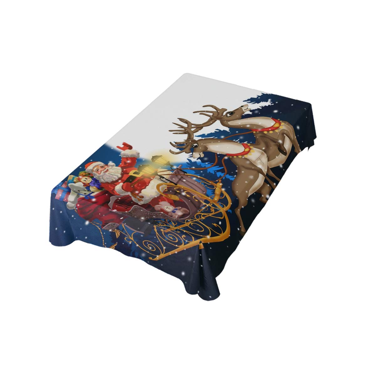 DOMIKING 60x120 Inch Santa Claus Christmas Tablecloth - Holiday Rectangular Table Cover for Kitchen, Dinner Parties & Festive Decorations | Perfect for Christmas, Thanksgiving & Family Gatherings