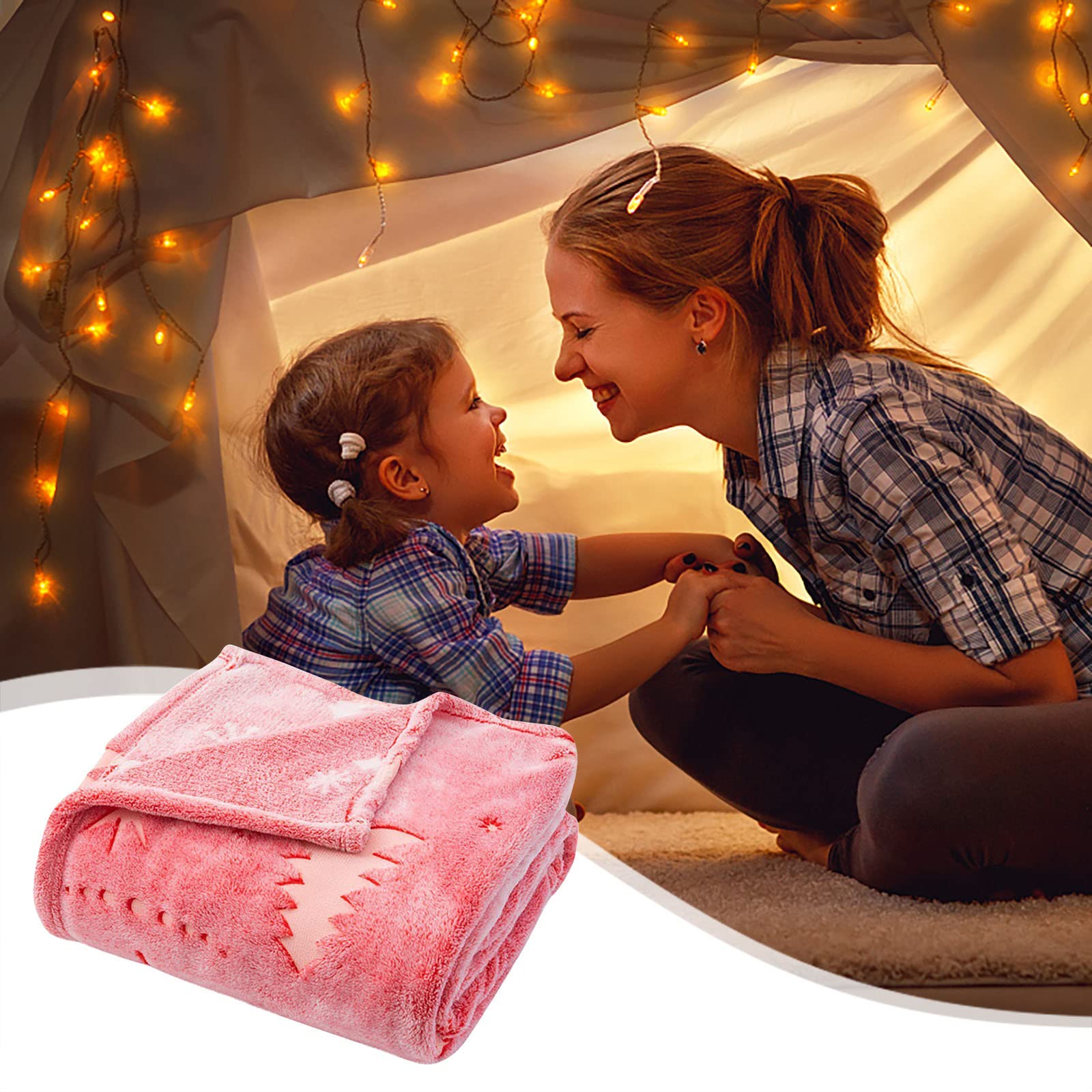 Glow in The Dark Christmas Tree Pattern Blanket - Soft, Warm & Comfortable Winter Blanket for Kids & Babies - Twin Size (A1-Pink, M) - Perfect for Bed, Sofa & Cozy Family Nights