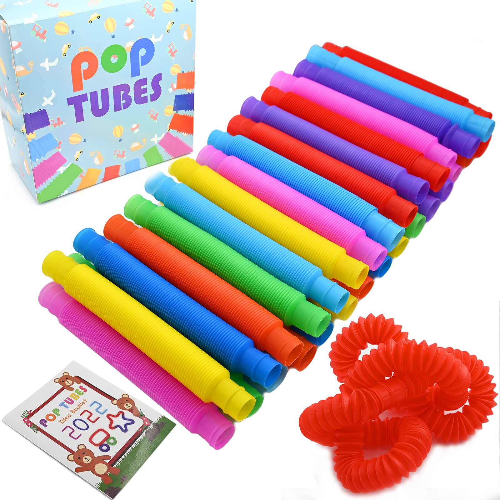 60 Pack Pop Tubes Sensory Toys - Connectable & Extendable Fidget Toys for Stress Relief & Anxiety - Party Favors, Classroom Prizes, Treasure Box Toys - Perfect for Kids Birthday Gifts, School Events & Sensory Play Therapy