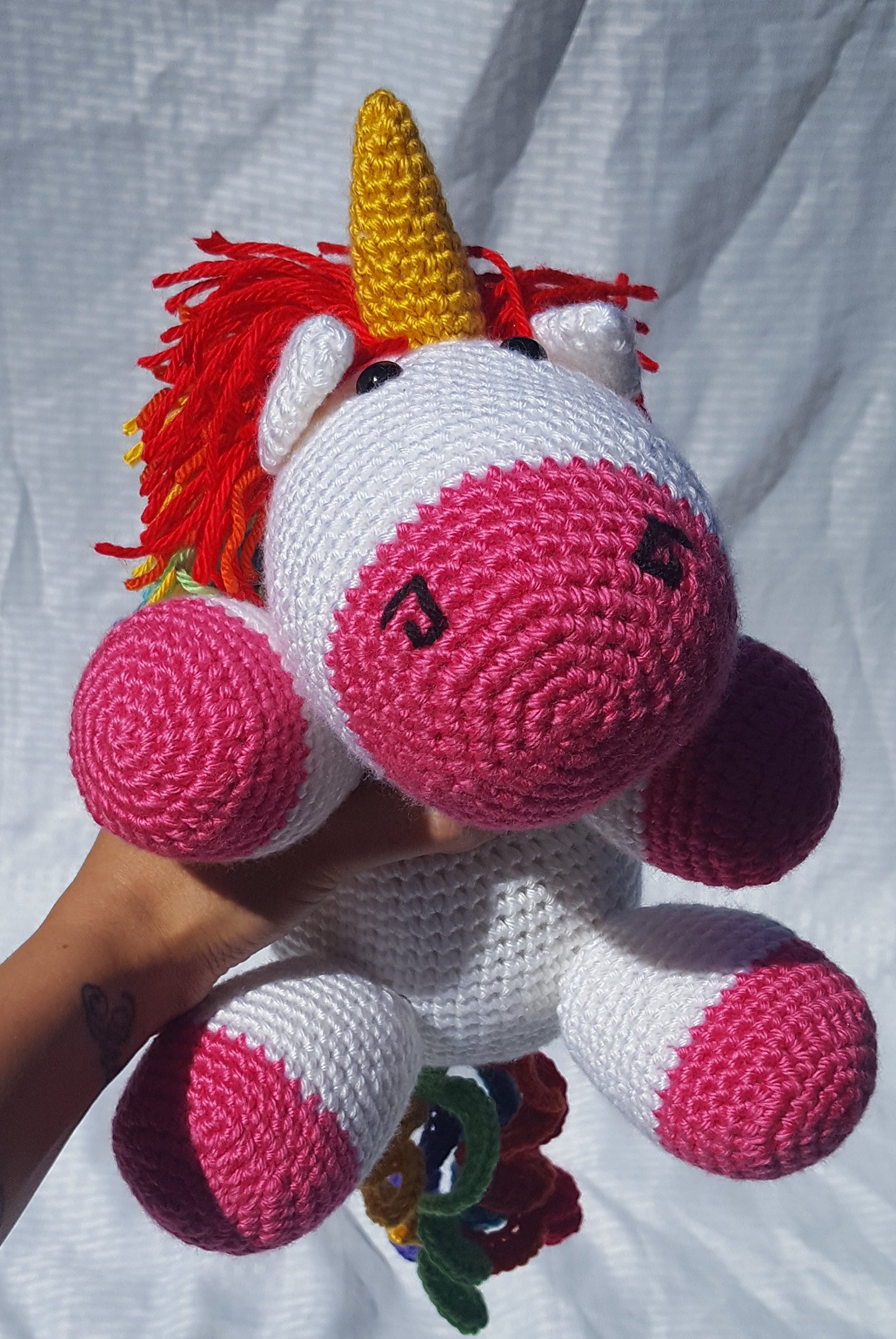 Large Crochet Unicorn Doll - Handmade Plush Stuffed Animal Toy for Kids, Perfect for Birthday Gifts, Nursery Decor and Cuddling Companion