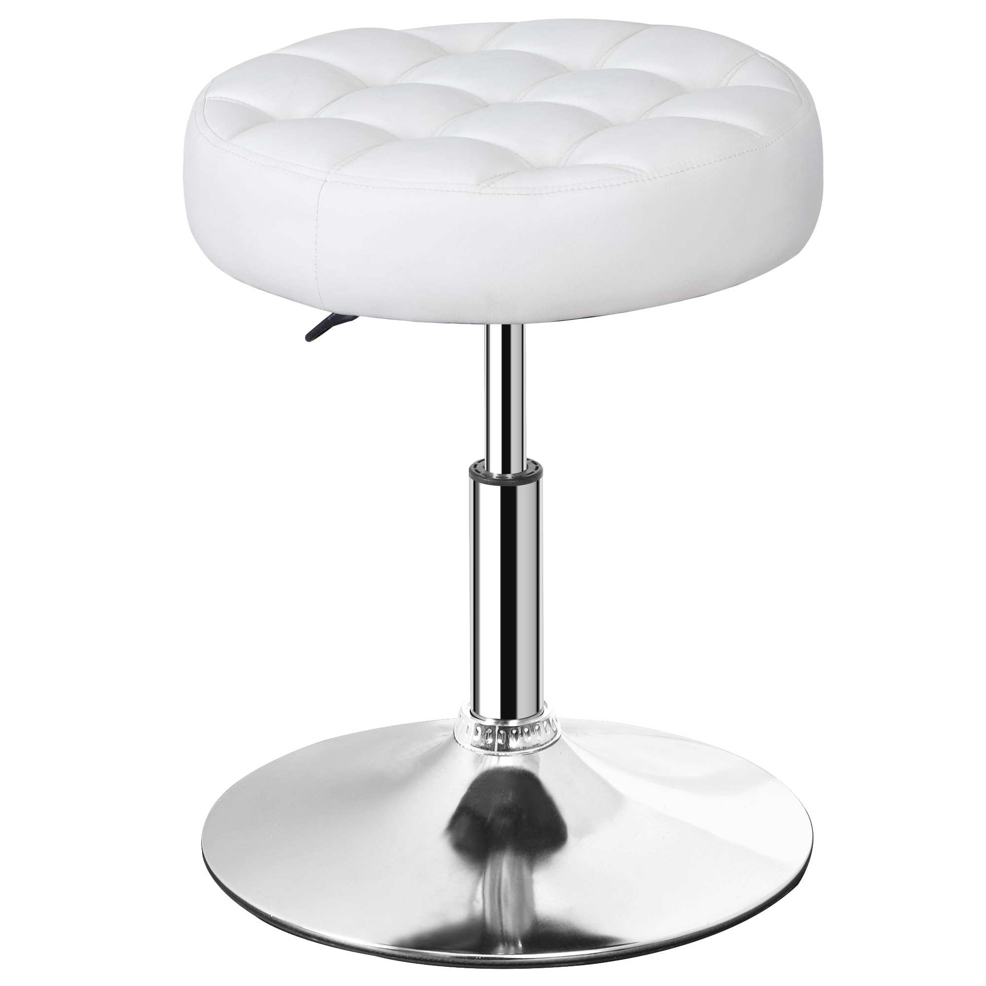 Adjustable Vanity Stool with 360° Swivel - White Makeup Chair for Bedroom & Living Room