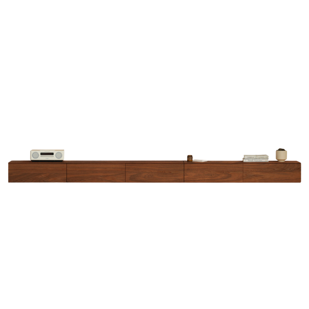 Solid Oak & Black Walnut Wood Floating TV Stand - Modern Wall Mounted Entertainment Center for Living Room, Bedroom & Home Theater
