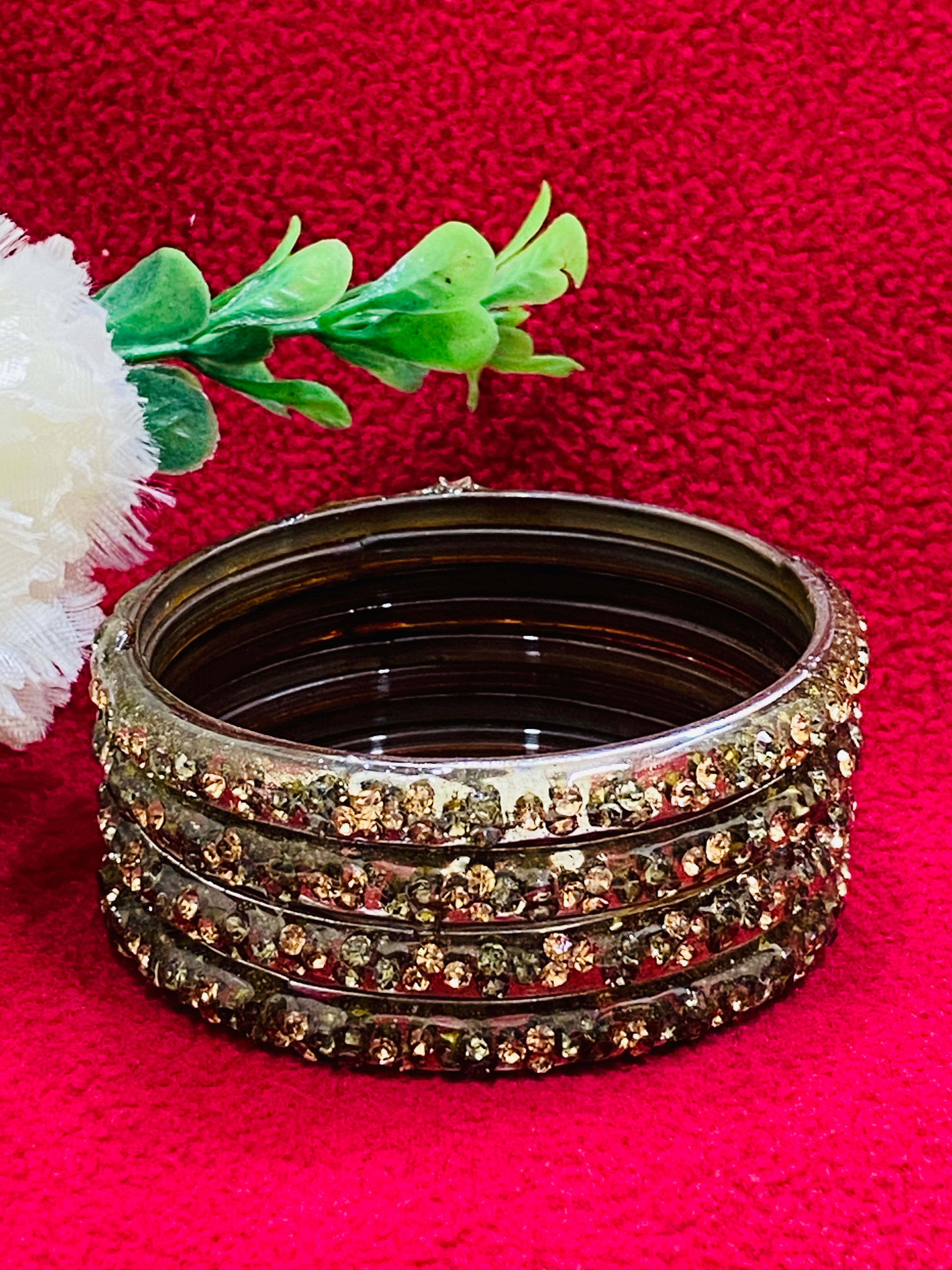 Stylish Pista Green Stone-Embellished Glass Bangles for Women | Elegant Fashion Jewelry for Parties, Weddings & Special Occasions