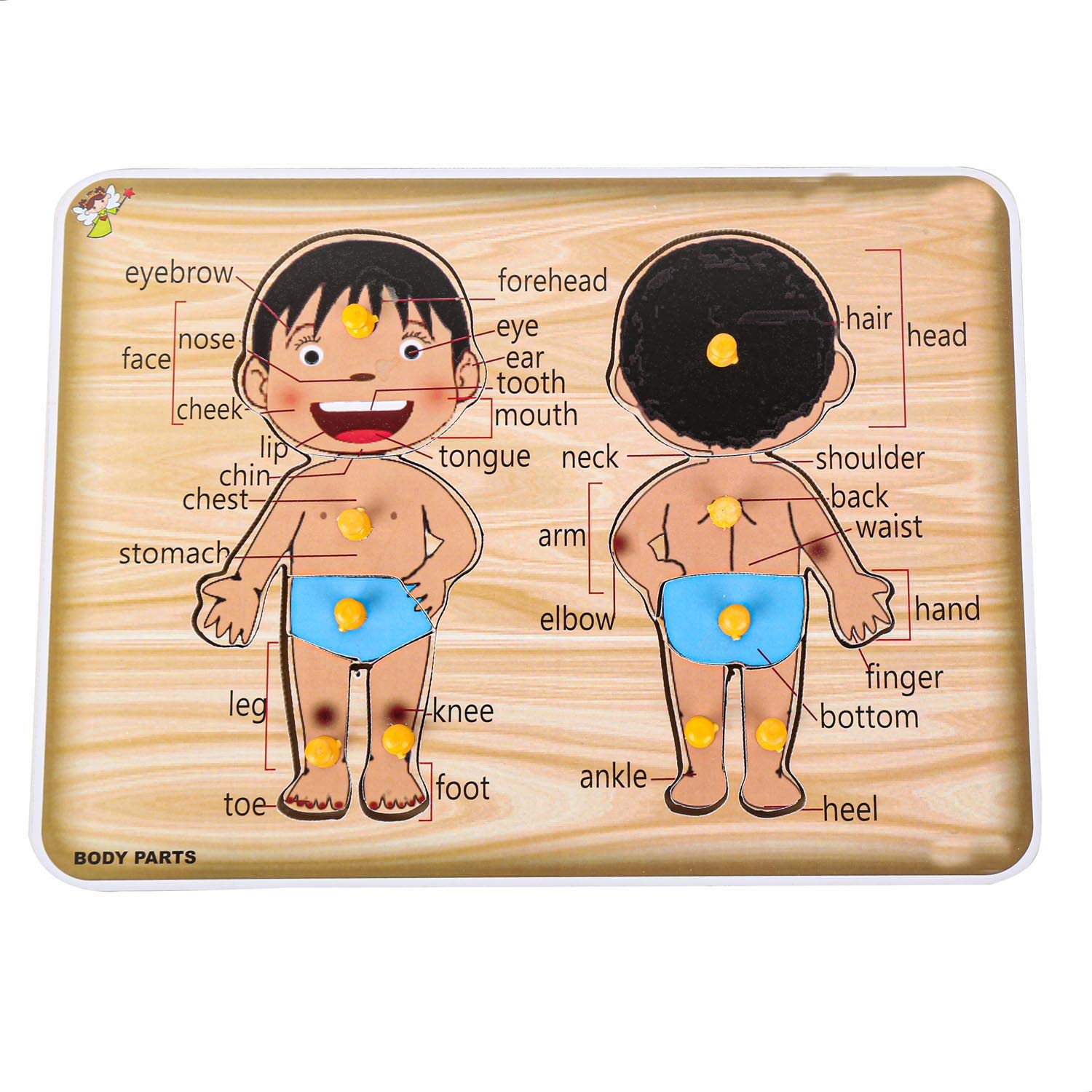 EL FIGO Wooden Puzzles for Kids - Educational Learning Toys with Shapes, Fruits, Vegetables & Body Parts - Montessori Preschool Learning Activities - Perfect for Classroom, Homeschool & Toddler Playtime