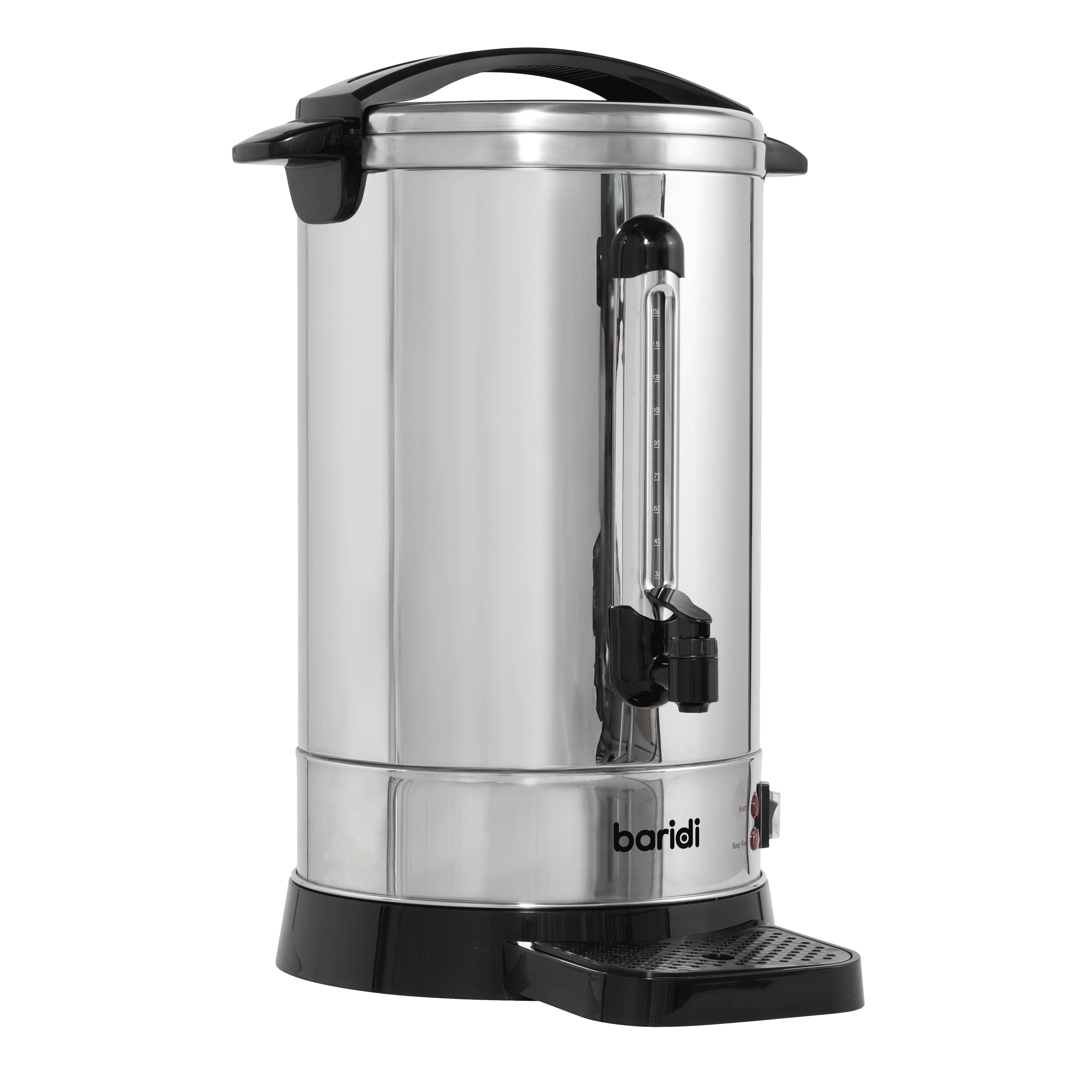 Baridi 20L Stainless Steel Hot Water Boiler & Tea Urn with Drip Tray - Keep Warm Function - Commercial & Catering Use for Coffee, Tea, and Hot Beverage Service (Model DH270)