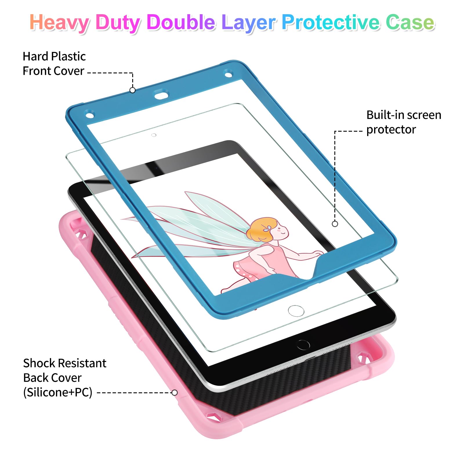 VOFUOE iPad 6th/5th Generation Case with Screen Protector - Compatible with iPad 9.7