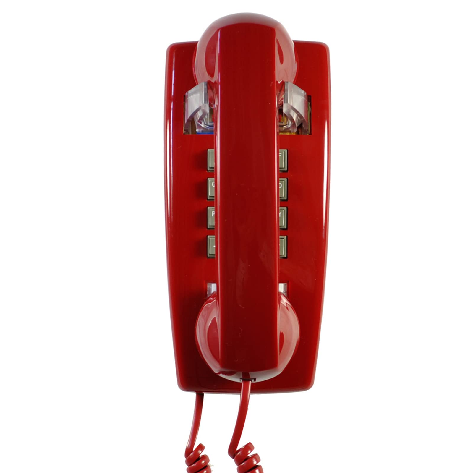 Vintage Wall Mounted Rotary Phone - 1970s Retro Landline Telephone with Cord, Classic Red Home Office Desk Phone for Vintage Decor & Film Props