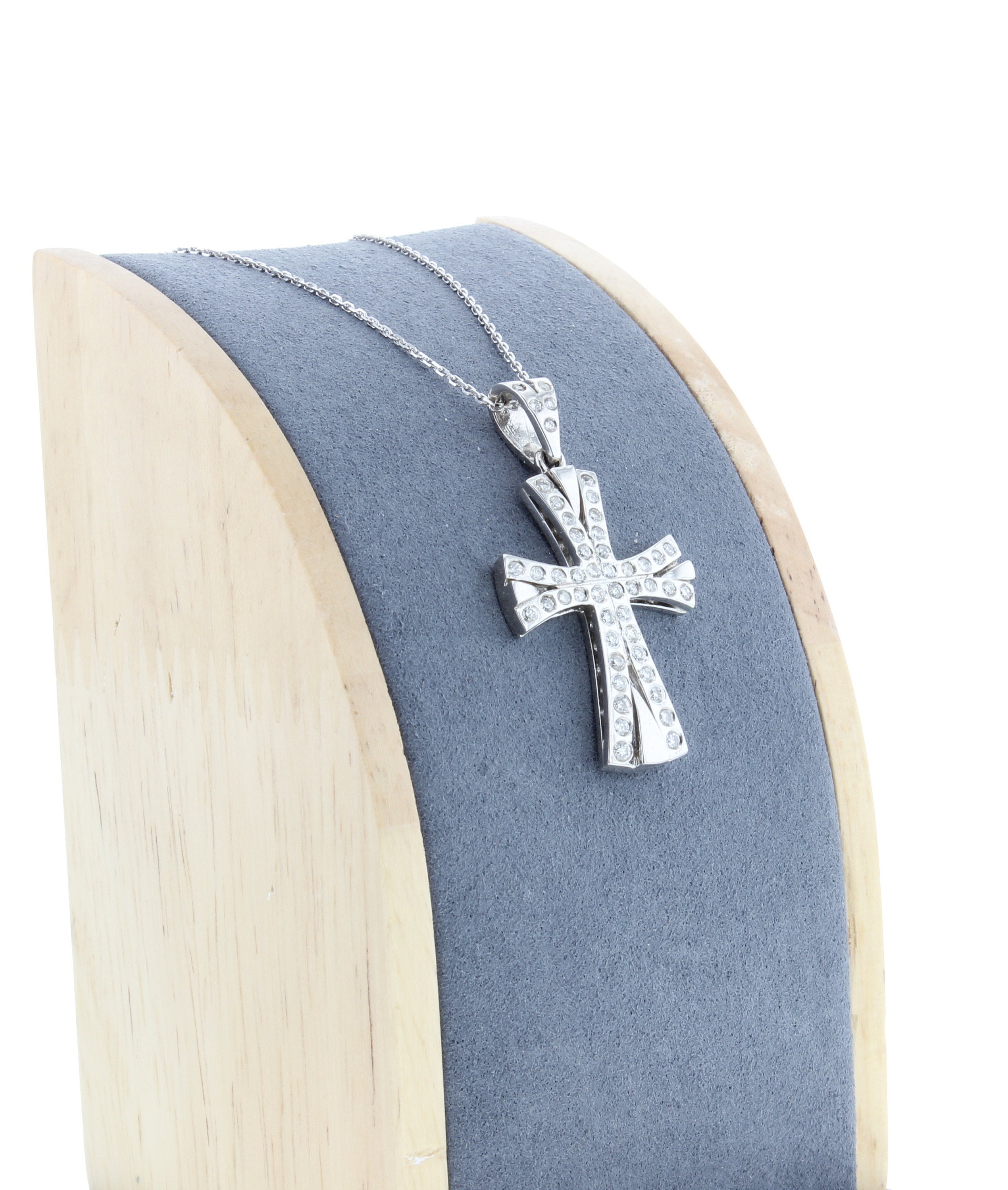 Celtic Irish Diamond Cross Pendant .84cttw 14k White Gold Necklace - Elegant Religious Jewelry for Women, Perfect for Weddings, Baptisms & Special Occasions