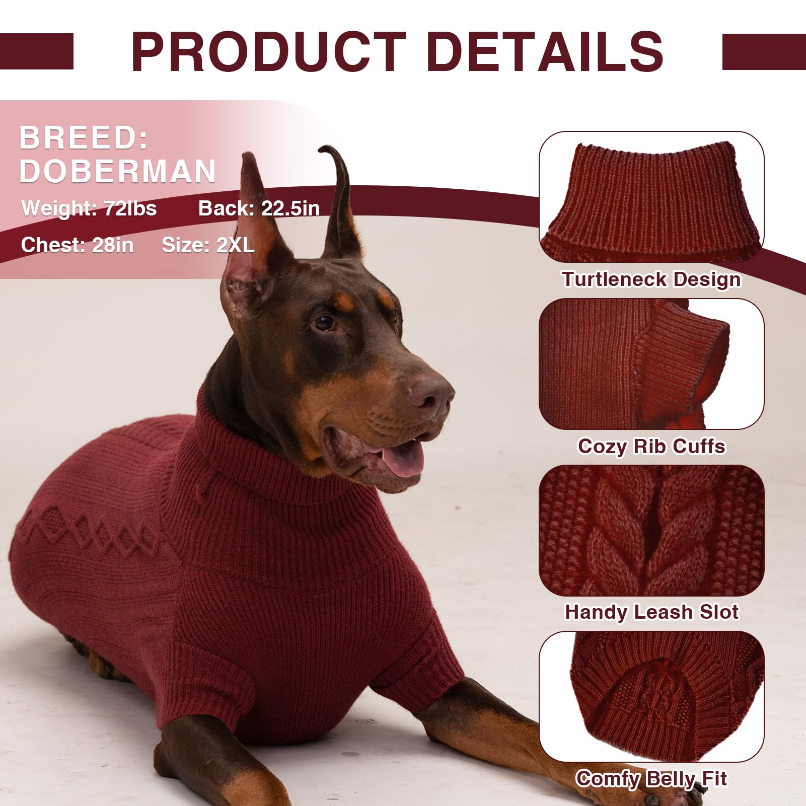 Small Dog Sweater for Fall & Winter - Cute Thanksgiving & Christmas Puppy Clothes with Harness Hole - Warm Cozy Outfits for Toy Poodles, Yorkies & Small Breeds - Perfect for Holiday Photos, Outdoor Walks & Indoor Comfort