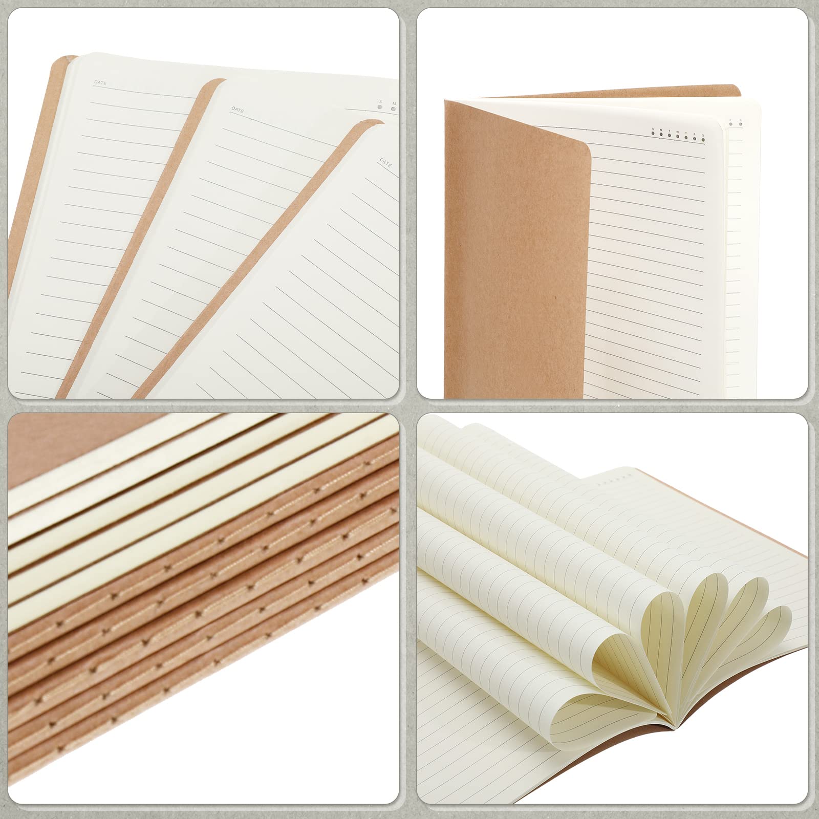 Gersoniel 24-Pack A4 Kraft Notebooks - Brown Lined Paper Journals, 8.5 x 11 Inch Memo Books with 72 Pages - Perfect for School, Office & Travel Note Taking, Writing Diary, Planner & Subject Organization
