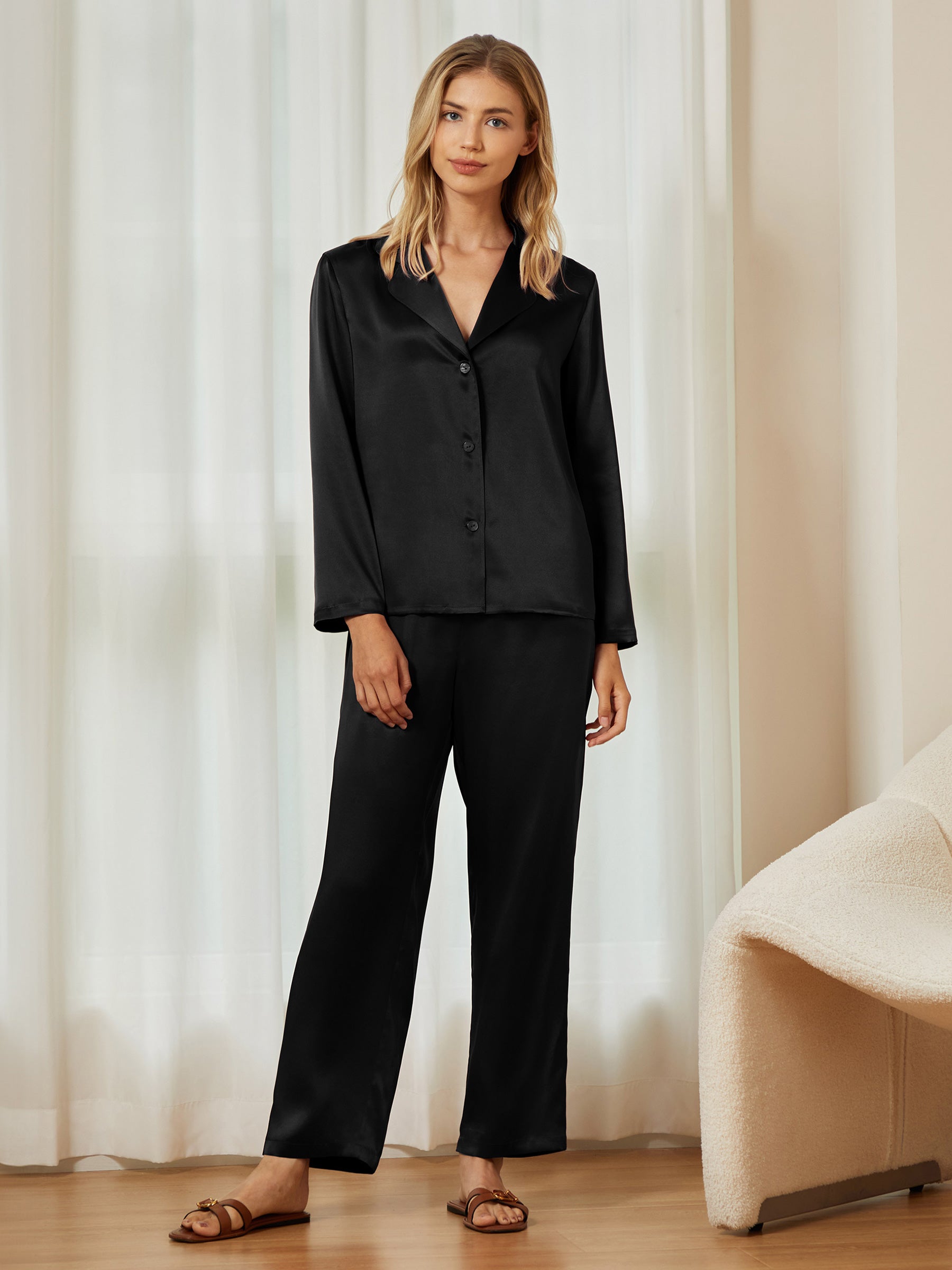 Yves Classic Silk Pajama Top for Women - Luxury 100% Mulberry Silk Sleepwear - Elegant Loungewear for Bedtime & Relaxation