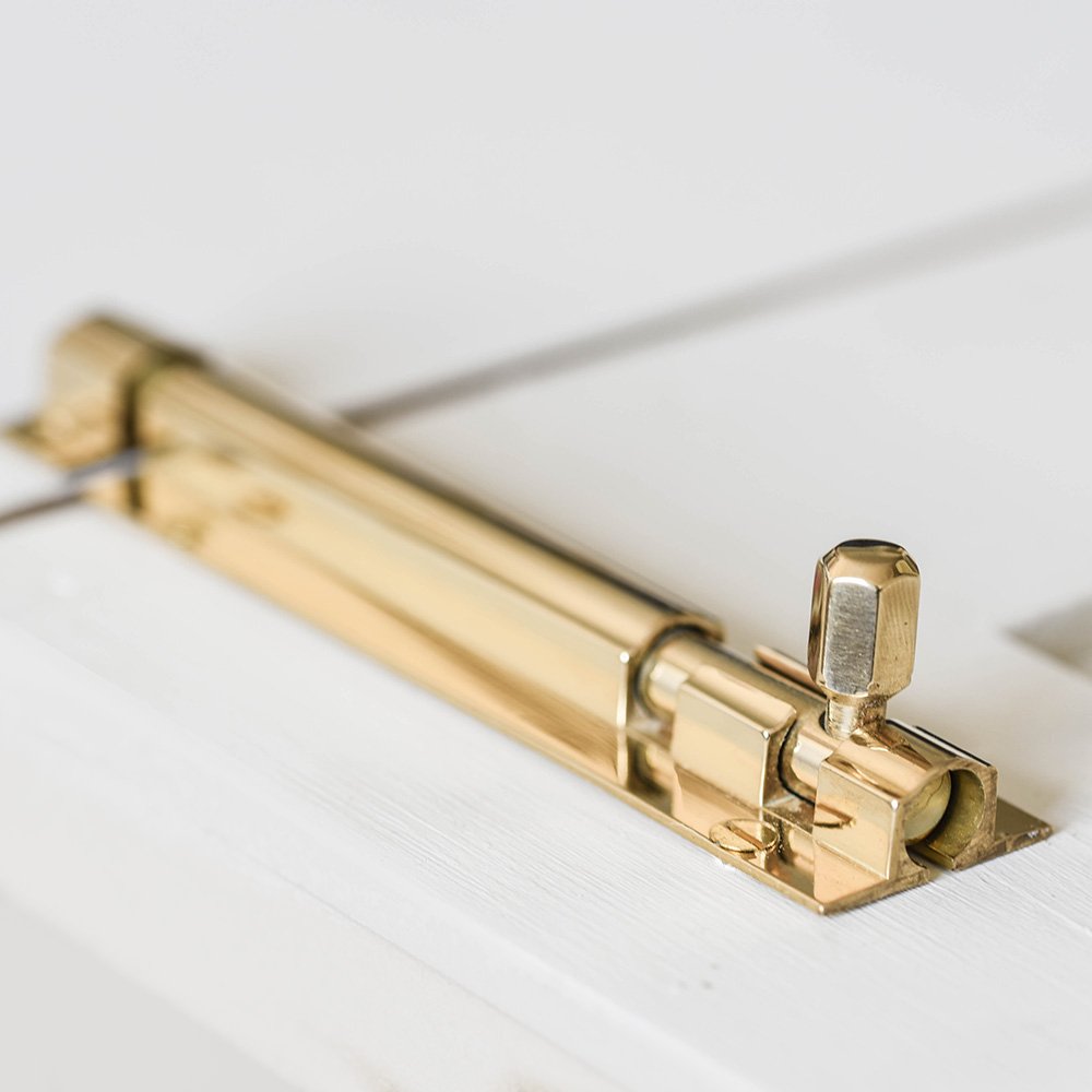 Polished Brass Rounded Barrel Bolt - Heavy Duty Cabinet & Door Latch for Home Security - Perfect for Barn Doors, Sheds, Gates & Furniture