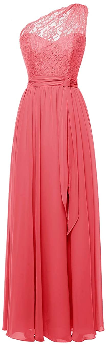 JAEDEN Elegant One Shoulder Bridesmaid Dress - Long Chiffon Lace Prom Gown for Evening Party, Wedding, Formal Events & Special Occasions