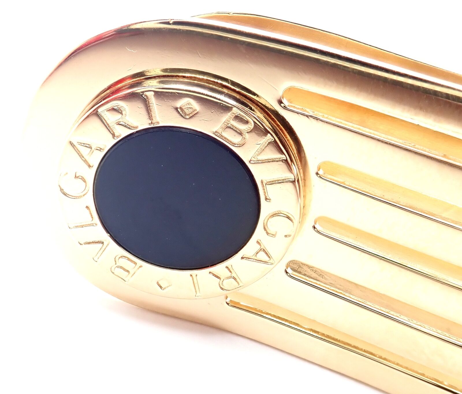 Authentic Vintage Bulgari 18K Yellow Gold Onyx Money Clip - Luxury Gift for Men, Perfect for Business Professionals & Special Occasions