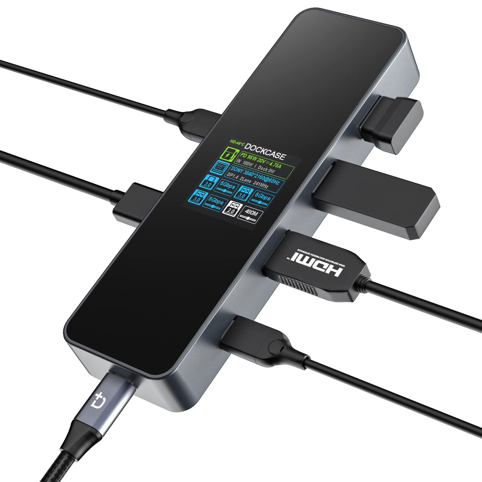 DOCKCASE 6-in-1 USB C Hub with HDMI 4K@60Hz, 100W PD 3.0 Charging, 3 USB-A 3.2 Ports & USB-C Port - Multiport Adapter for MacBook Pro/Air, M1 iPad Pro, Dell XPS - Perfect for Home Office, Travel & Multi-Screen Workstations