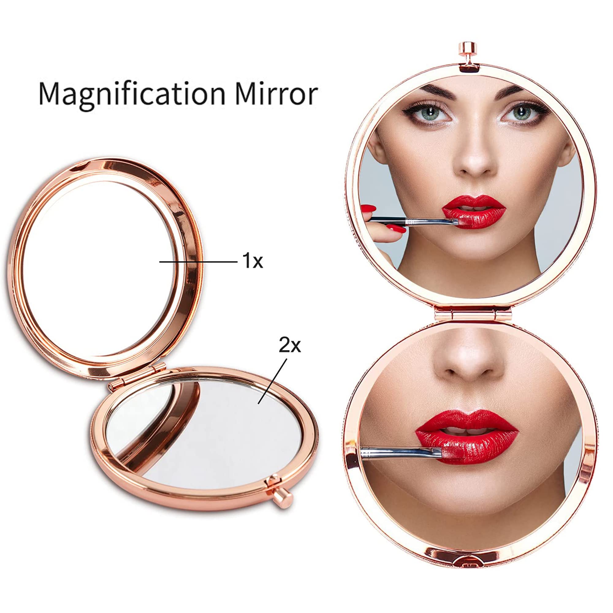 GAOLZIUY Rose Gold Compact Mirror - Perfect Gift for Sister, Birthday, Graduation, Valentine's Day, Mother's Day & Thanksgiving - Elegant Makeup Mirror for Women & Girls - Ideal for Travel, Purse & Everyday Use