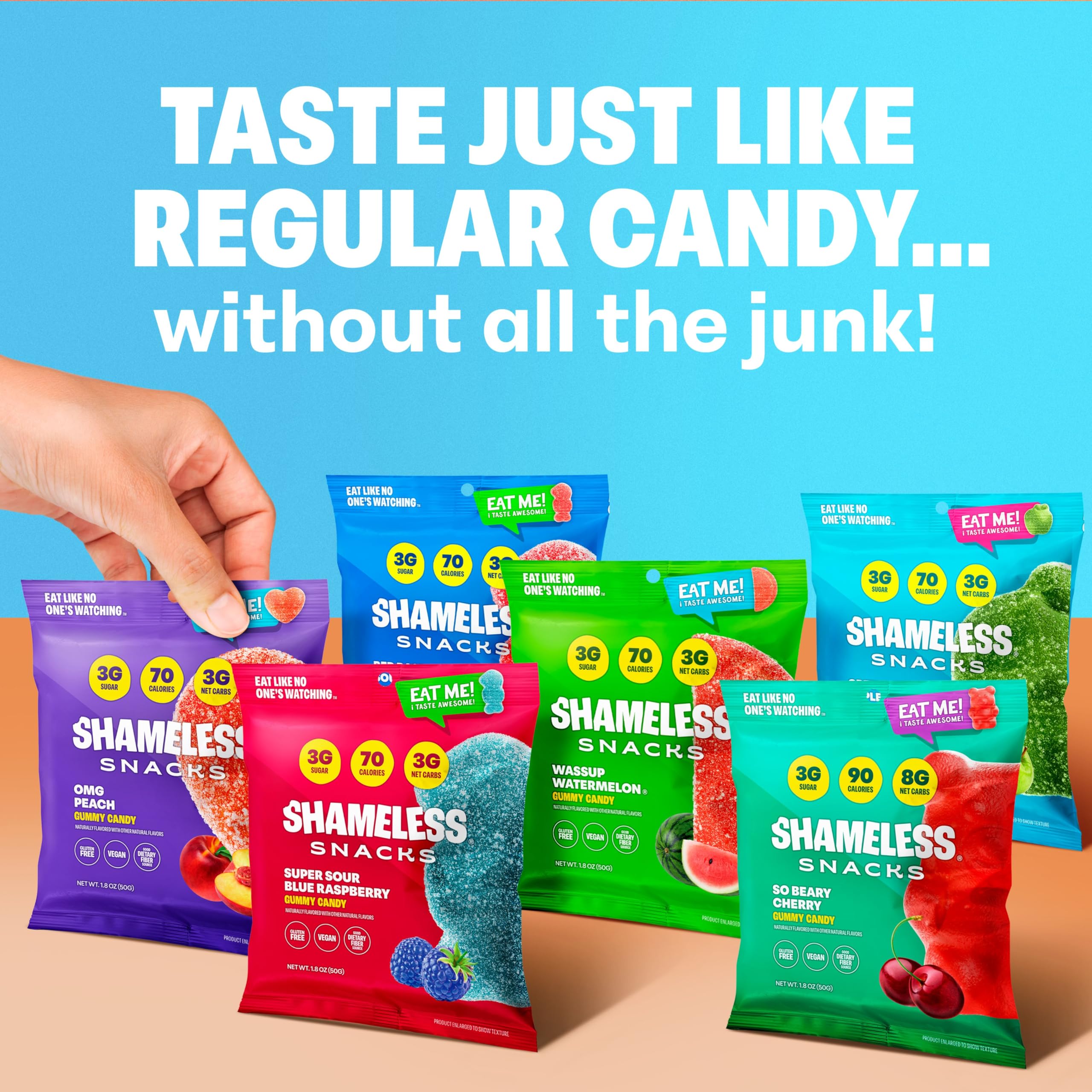 Shameless Snacks - Healthy Low Calorie Keto Gummies | Gluten Free, Low Carb Candy | 6-Pack Variety Mix | Perfect for Weight Loss, Keto Diet & On-the-Go Snacking