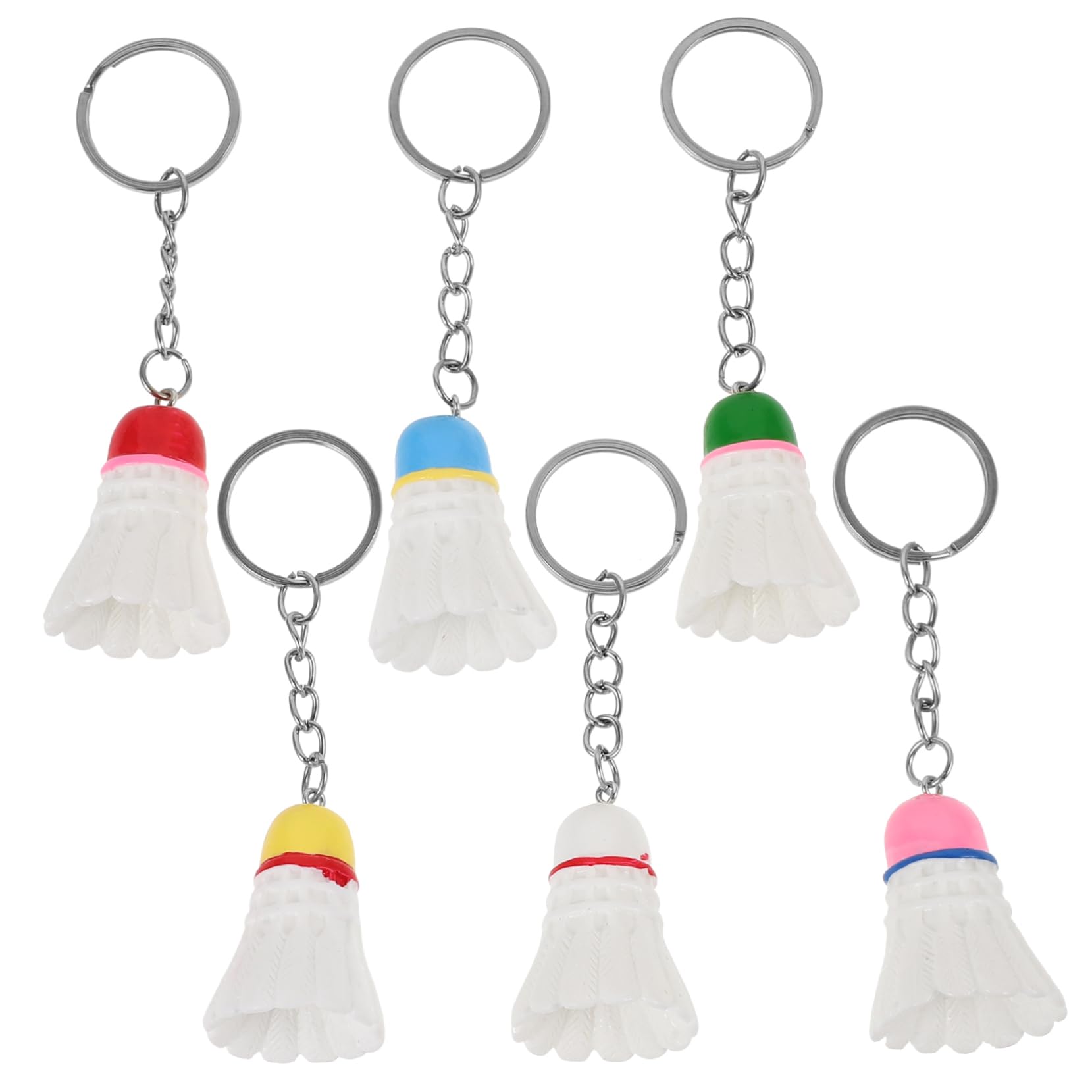 WOONEKY 6pcs Cute Badminton Keychains - Sports Keyring Set with Badminton Ball Design - Perfect for Gym Bags, Backpacks, and Sports Enthusiasts
