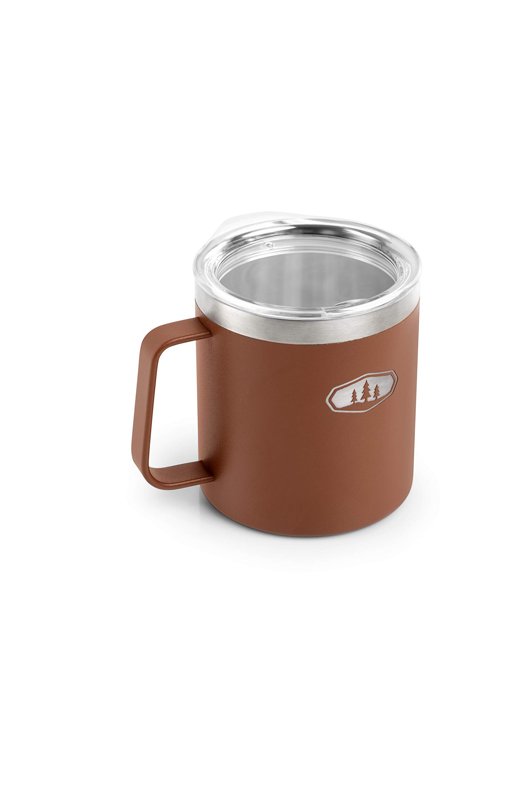 GSI Outdoors Glacier Stainless Steel Camping Cup - 15oz Lightweight Backpacking Mug with Clear Lid (Ginger Bread Color) - Perfect for Hiking, Travel & Outdoor Adventures