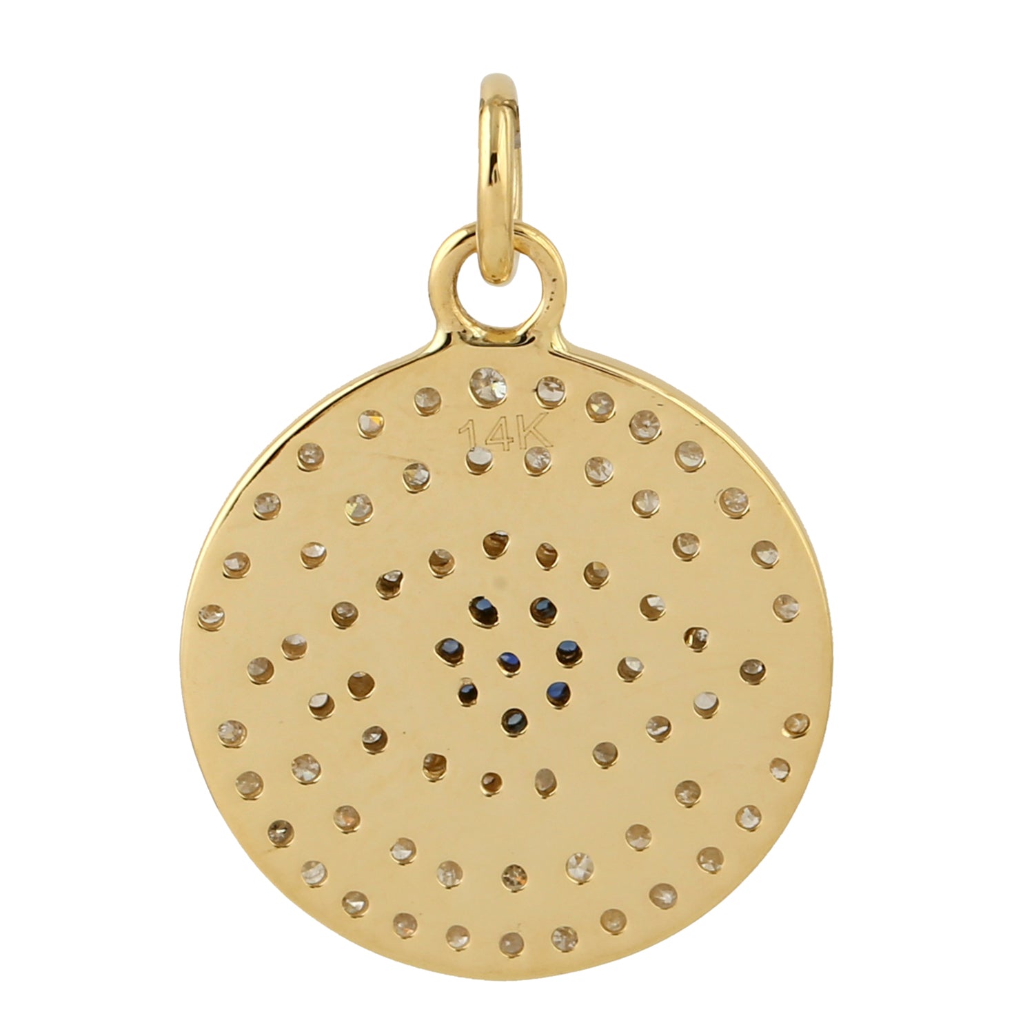 14K Yellow Gold Blue Sapphire Evil Eye Pendant with Diamond Pave - Protection Jewelry for Women, Gift for Her, Perfect for Everyday Wear & Special Occasions