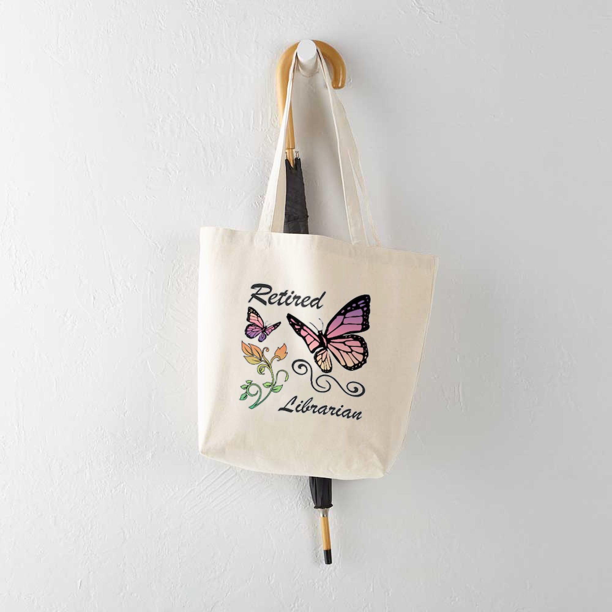Retired Librarian Tote Bag - Natural Canvas Reusable Shopping Bag for Book Lovers | Eco-Friendly Grocery Tote & Book Bag for Teachers, Librarians & Book Club Members