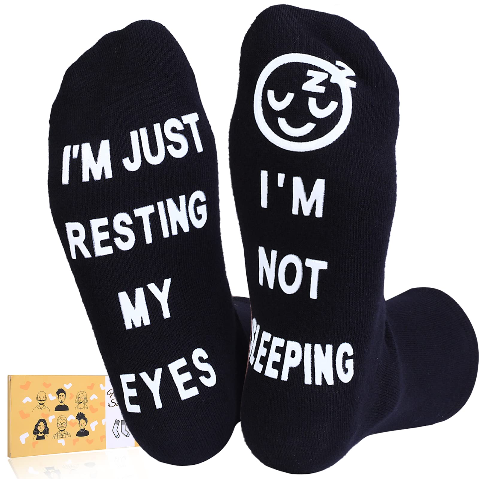 Funny Socks for Men - Christmas & Birthday Gifts for Dad, Grandpa, Husband - 'I'm Not Sleeping Just Resting My Eyes' Novelty Socks - Perfect for Relaxing at Home, Office Gifts & Stocking Stuffers