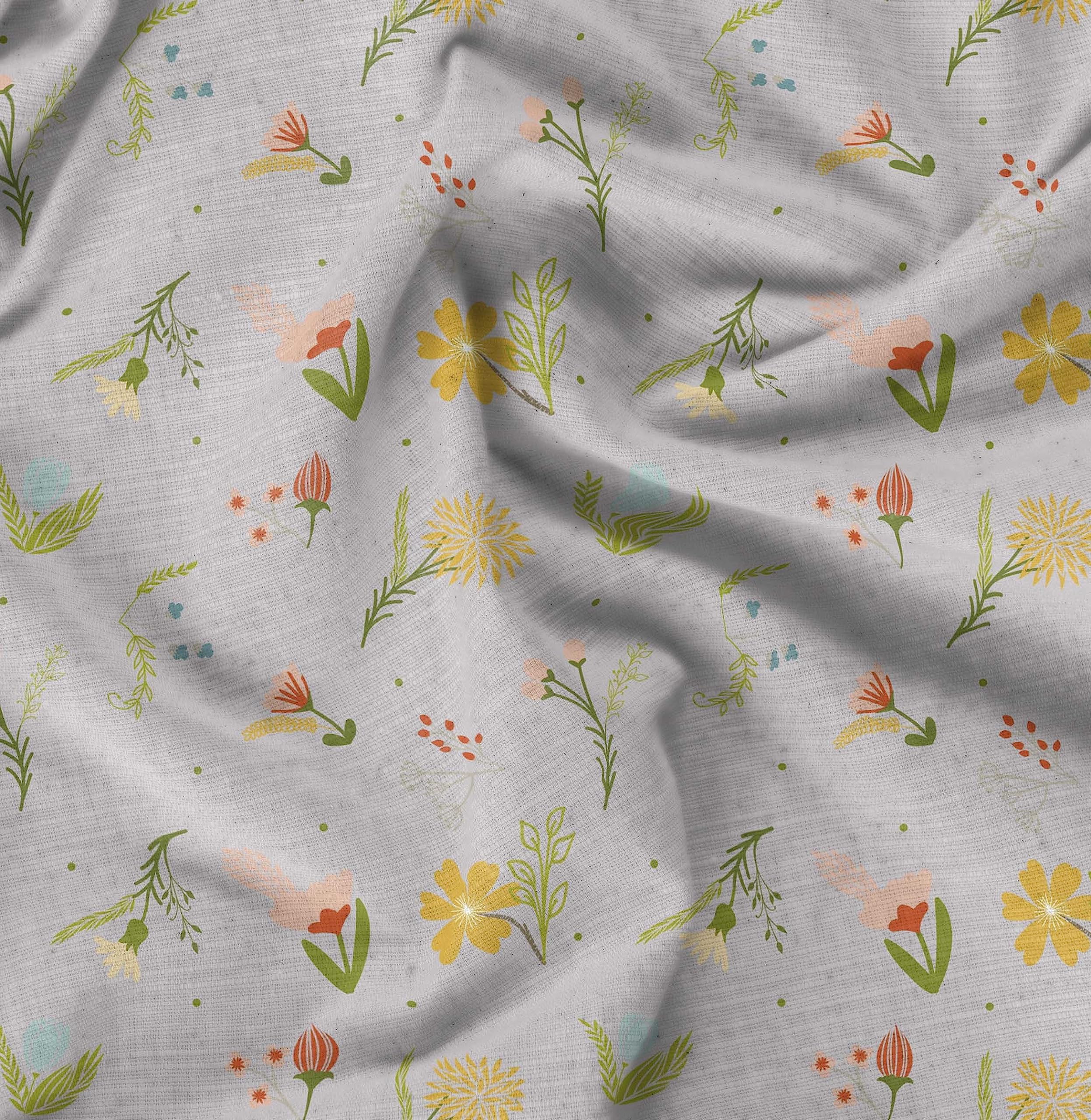 Soimoi Moss Georgette Gray Fabric by The Yard - 42 Inch Wide Printed Fabric with Artistic Leaf & Floral Design for DIY Fashion, Home Decor, and Craft Projects - Elegant Draping Material for Dresses, Curtains, and Scarf Making