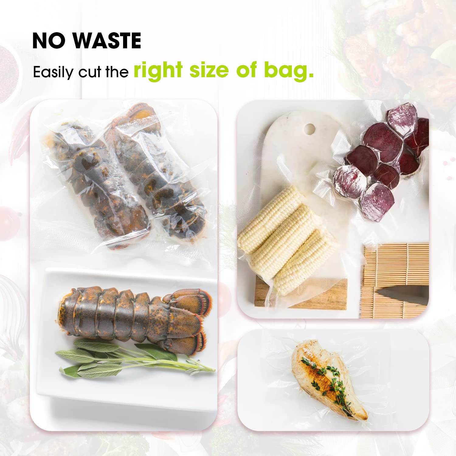 Premium Vacuum Sealer Roll (8” x 150’) with Built-in Cutter - Heavy Duty Food Saver Bags for Sous Vide, Meal Prep & Long-Term Storage | Vesta Precision | Ideal for Freezing, Marinating & Organizing Kitchen Staples