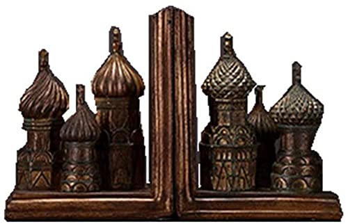 BUYT Heavy Duty Resin Bookends - 1 Pair Old Russian Castle Design for Office & Home Decor, Movie Themed Book Holder - Perfect for Shelves, Desks & Libraries