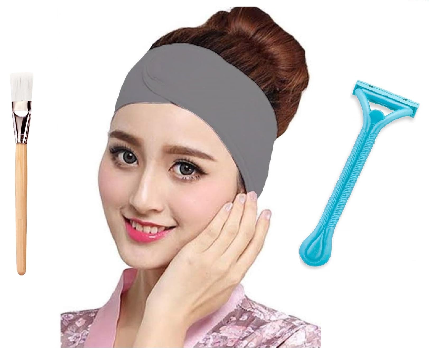 ZAUKY Women's Hair Removal Kit - 1PCS Underarm Razor, 1PC Cotton Headband & Facial Brush for Smooth Skin | At-Home Salon & Spa Essentials (Multicolor) | Perfect for DIY Beauty Routine & Self-Care Days