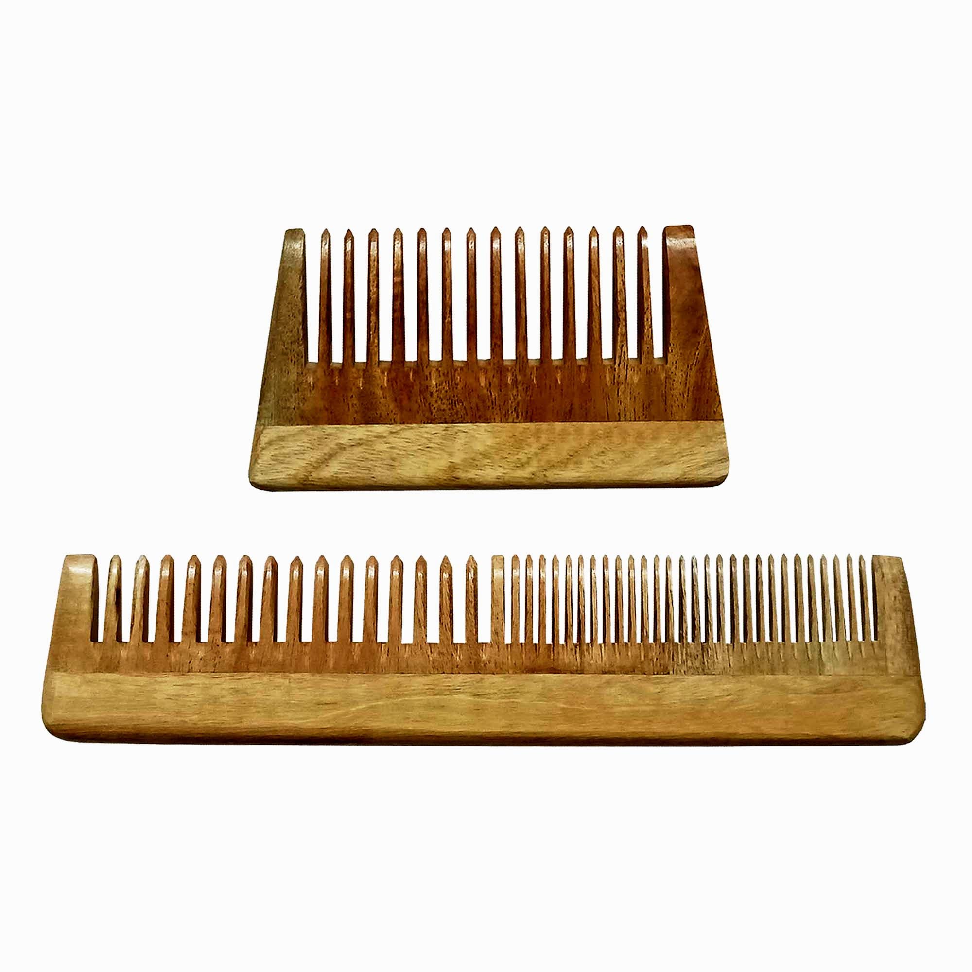 Ginni Innovations 2-Pack Neem Wood Combs for Hair Detangling - 7.5