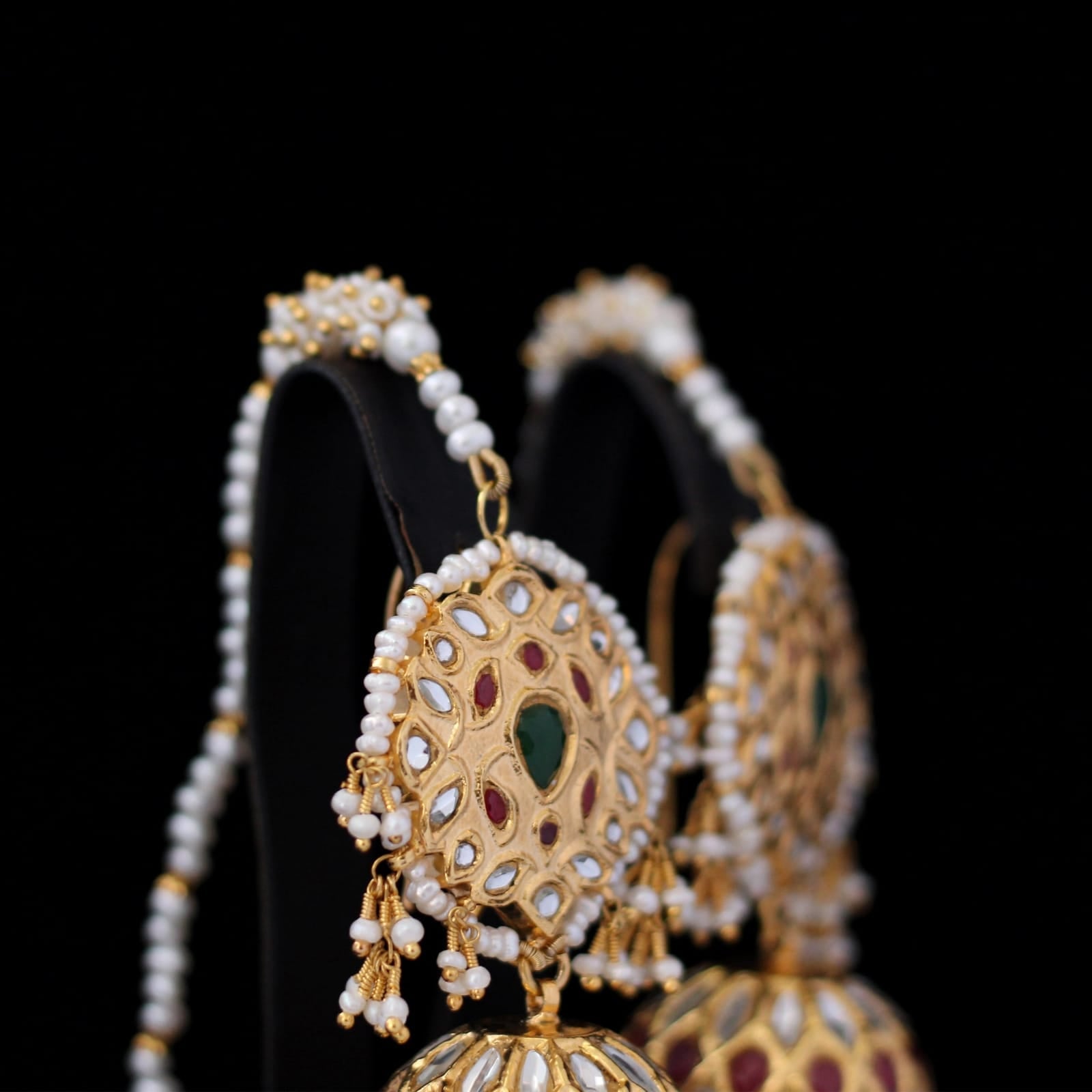 Exquisite Jade, Chetum, Kundan & Pearl Earrings for Women – Elegant Handmade Jewelry for Weddings, Parties & Special Occasions