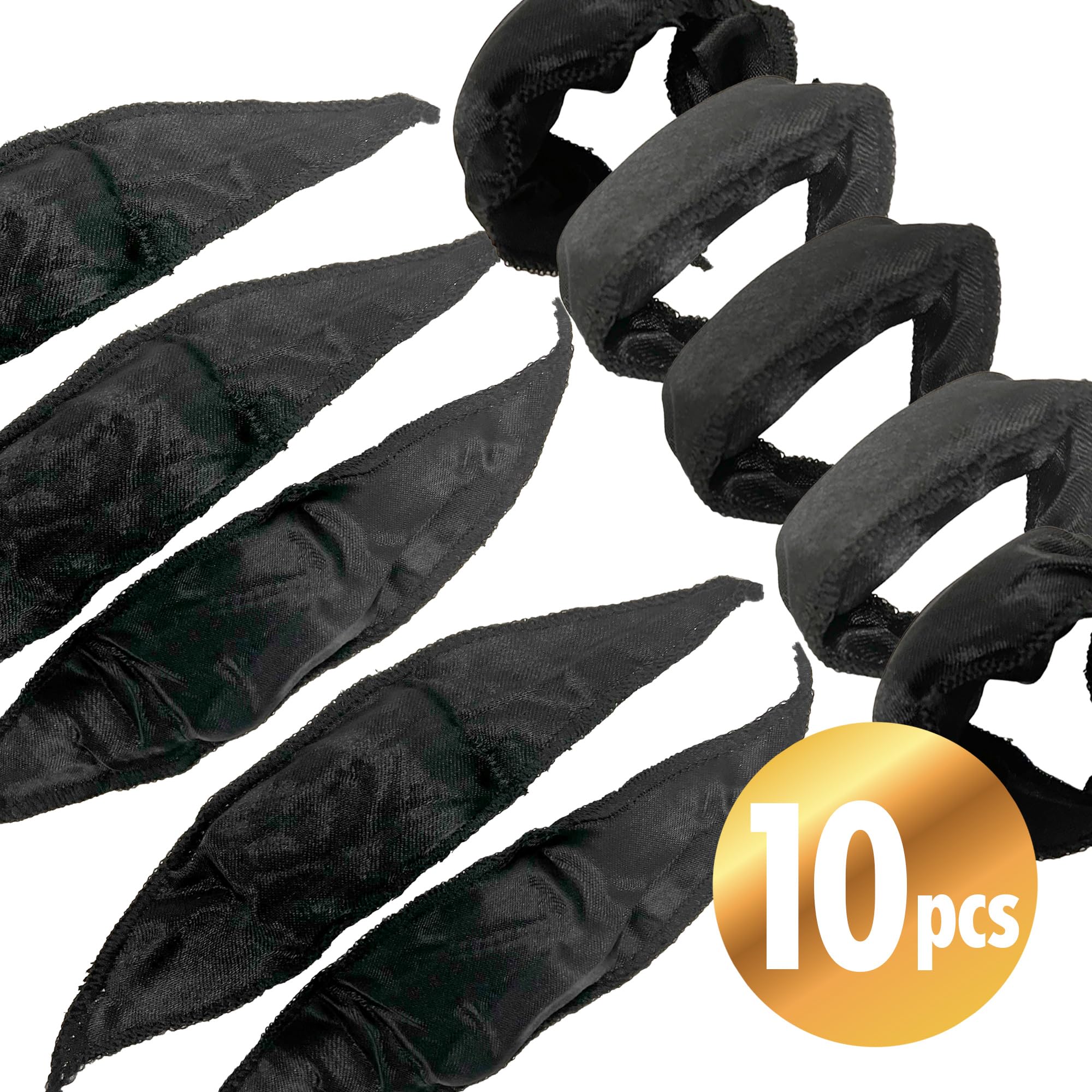 Satin Hair Rollers for Curls - Black | Soft & Comfortable Pillow Rollers for Salon-Quality Styling at Home | Perfect for Overnight Curls, Updos & Volume