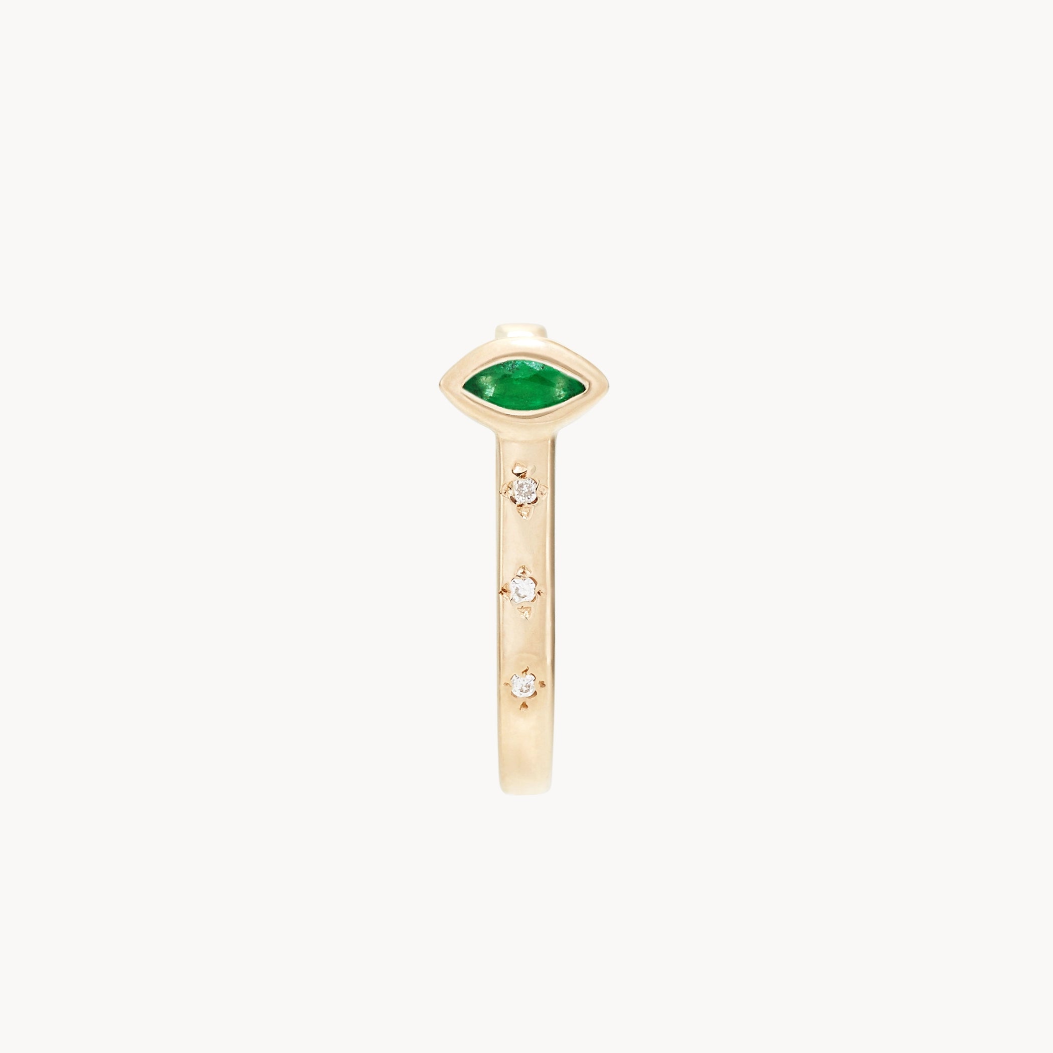 14K Yellow Gold Mind's Eye Emerald U Hoop Earrings with Diamond & Emerald Gemstones – Elegant Jewelry for Women, Perfect for Parties, Weddings & Special Occasions