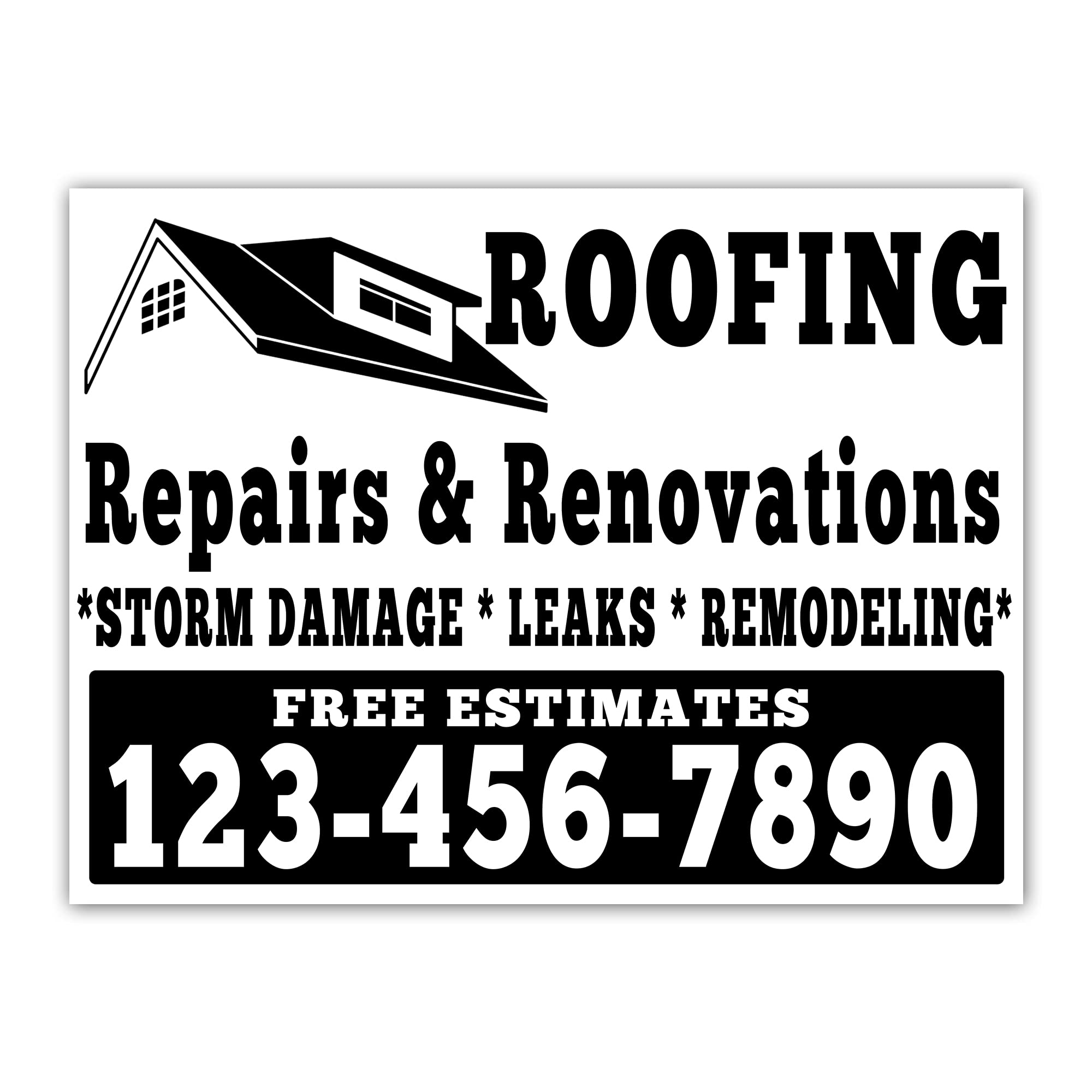 VIBE INK Custom Roofing Business Signs 24x18 Inch - Large Double-Sided Waterproof Plastic Yard Signs - Made in USA (100 Pack, Black) - Perfect for Construction Sites, Real Estate Listings & Outdoor Advertising