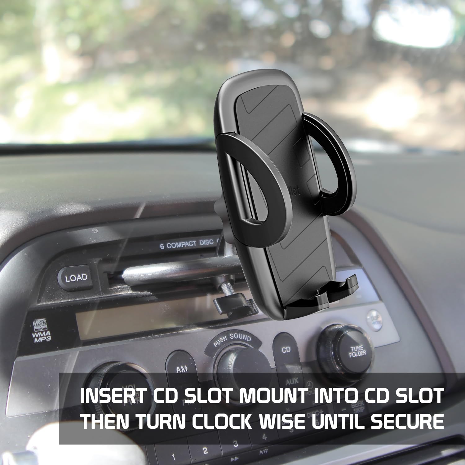 Cellet Universal CD Slot Phone Mount - 360° Rotating Car Phone Holder with Secure CD Slot Base & One-Touch Release for iPhone, Samsung, Google Pixel - Perfect for GPS Navigation, Hands-Free Calling & Road Trips