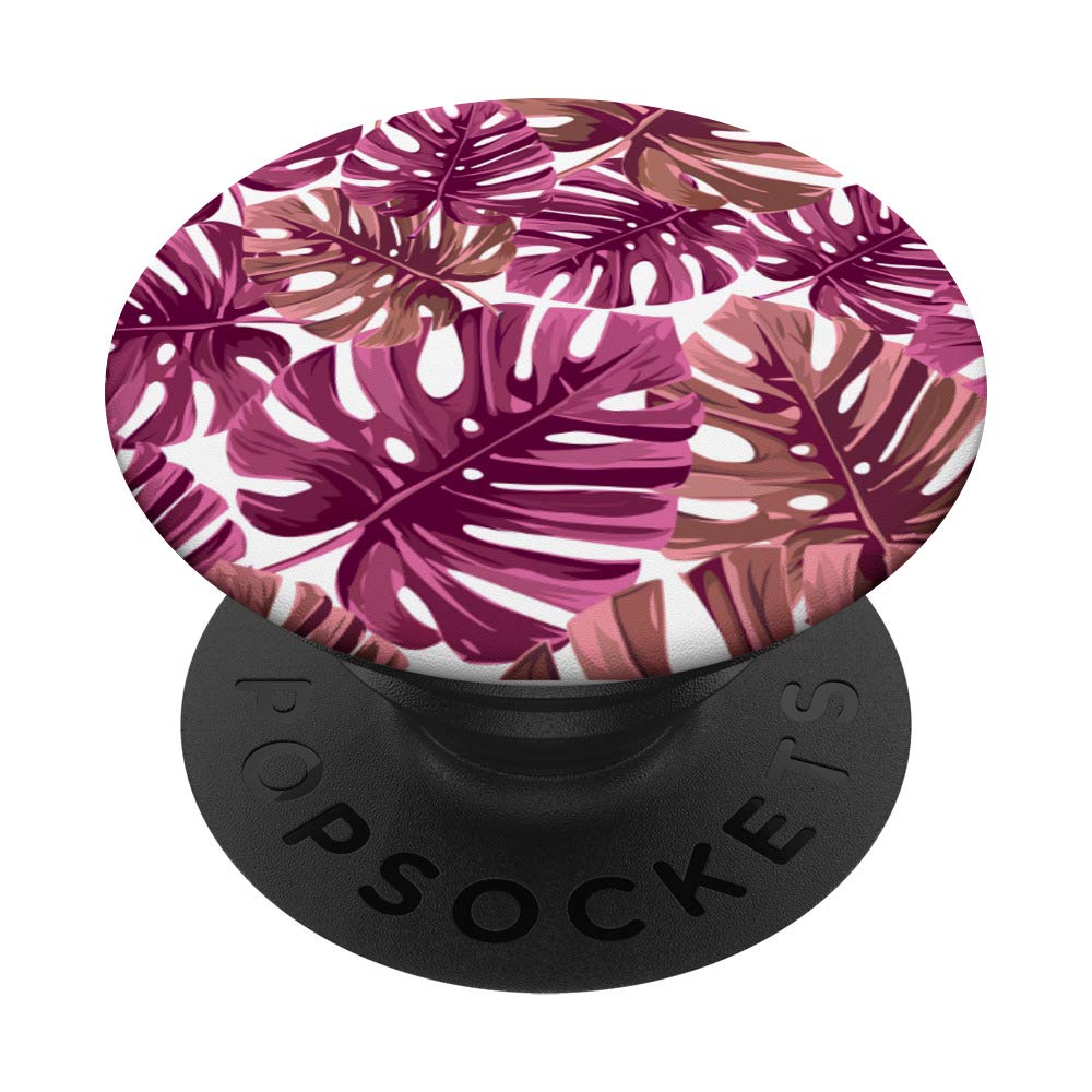 Pink & Purple Tropical Palm Tree Leaves Beach-Themed PopSockets Grip and Stand for iPhone, Samsung & Tablets - Perfect for Vacation, Pool Parties & Summer Accessories
