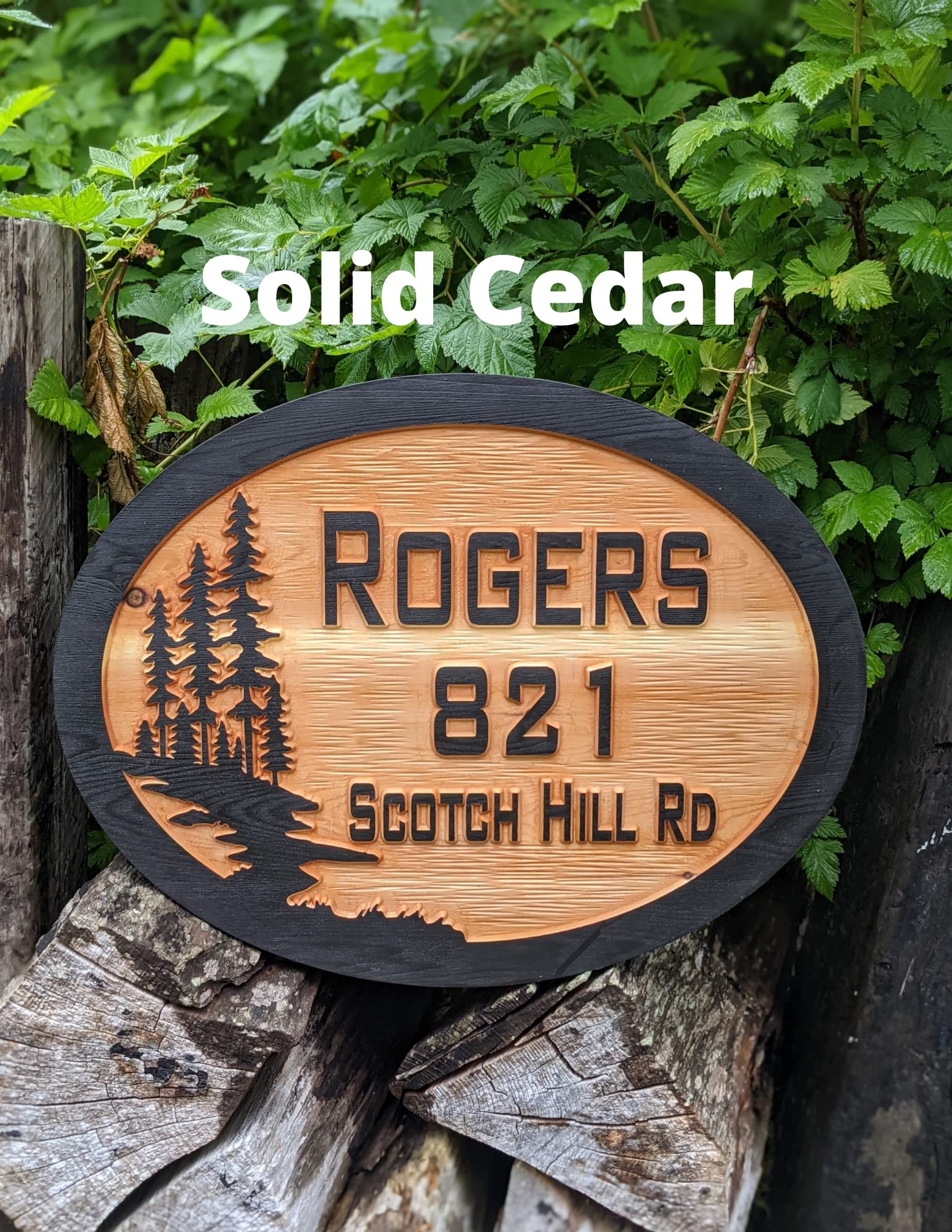 Personalized Oak Tree Wooden Address Plaque - 17