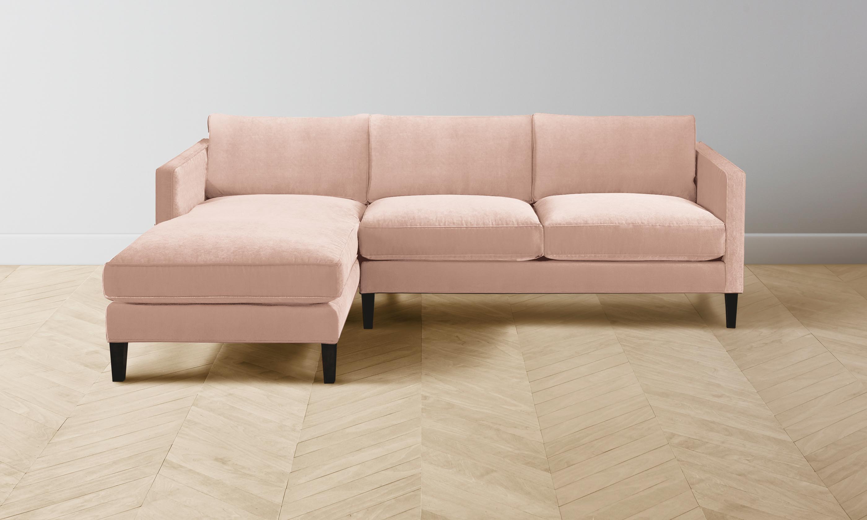 Crosby Sectional Sofa - Performance Velvet Upholstery in Dusty Rose | Perfect for Living Room, Lounge & Family Gatherings