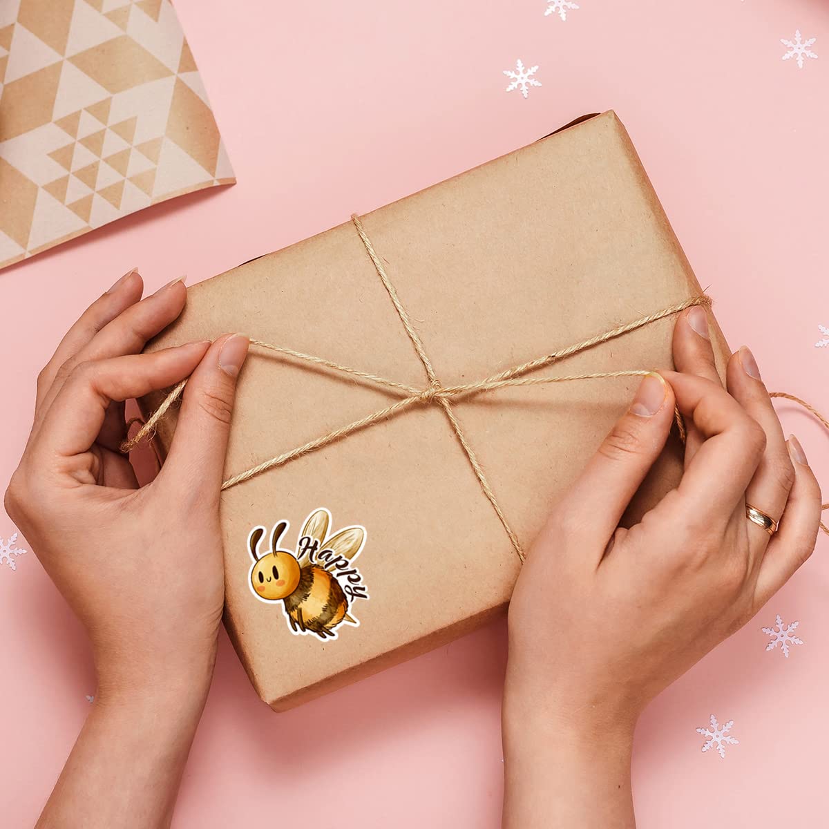 500 PCS Bee Happy Stickers - Funny Bumble Bee & Cute Small Business Stickers for Laptops, Water Bottles, Journals & DIY Crafts