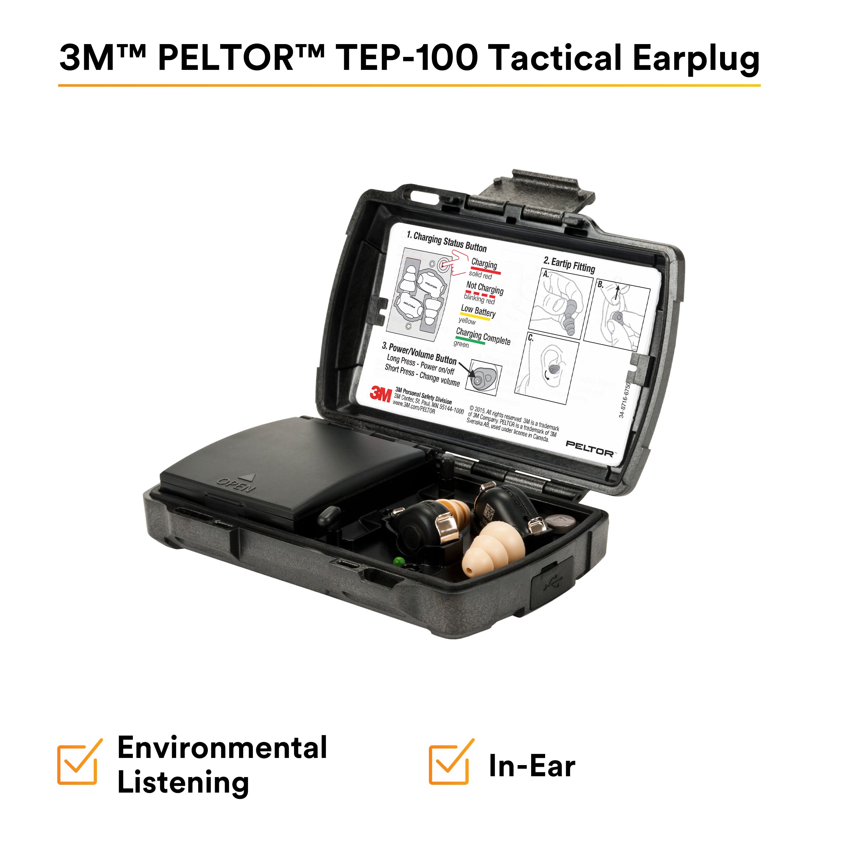 Peltor TEP 100 Tactical Hearing Protection Earbuds - Noise Cancelling & Communication Headset for Shooting, Hunting & Outdoor Activities