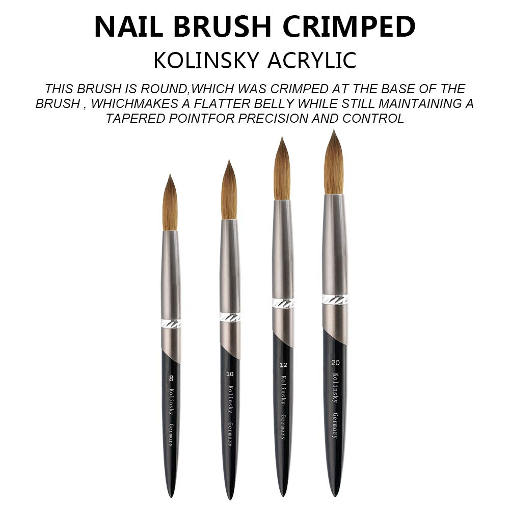 Premium Kolinsky Sable Acrylic Nail Brush - Size 10 Oval Professional Nail Art Brush for Acrylic Powder Application | Ideal for Beginners & Manicurists | Perfect for Salon, Home Use & Nail Art Designs