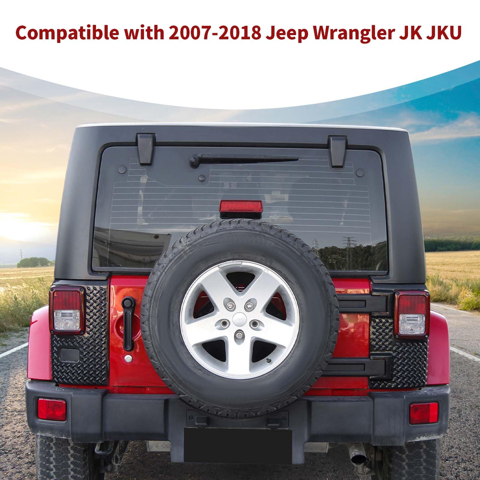 Wrangler JK Rear Corner Body Armor & Tail Light Cover Guards - Black Exterior Accessories (2pcs) for 2007-2017 Jeep Wrangler JK/JKU | Off-Road Protection & Style Upgrade