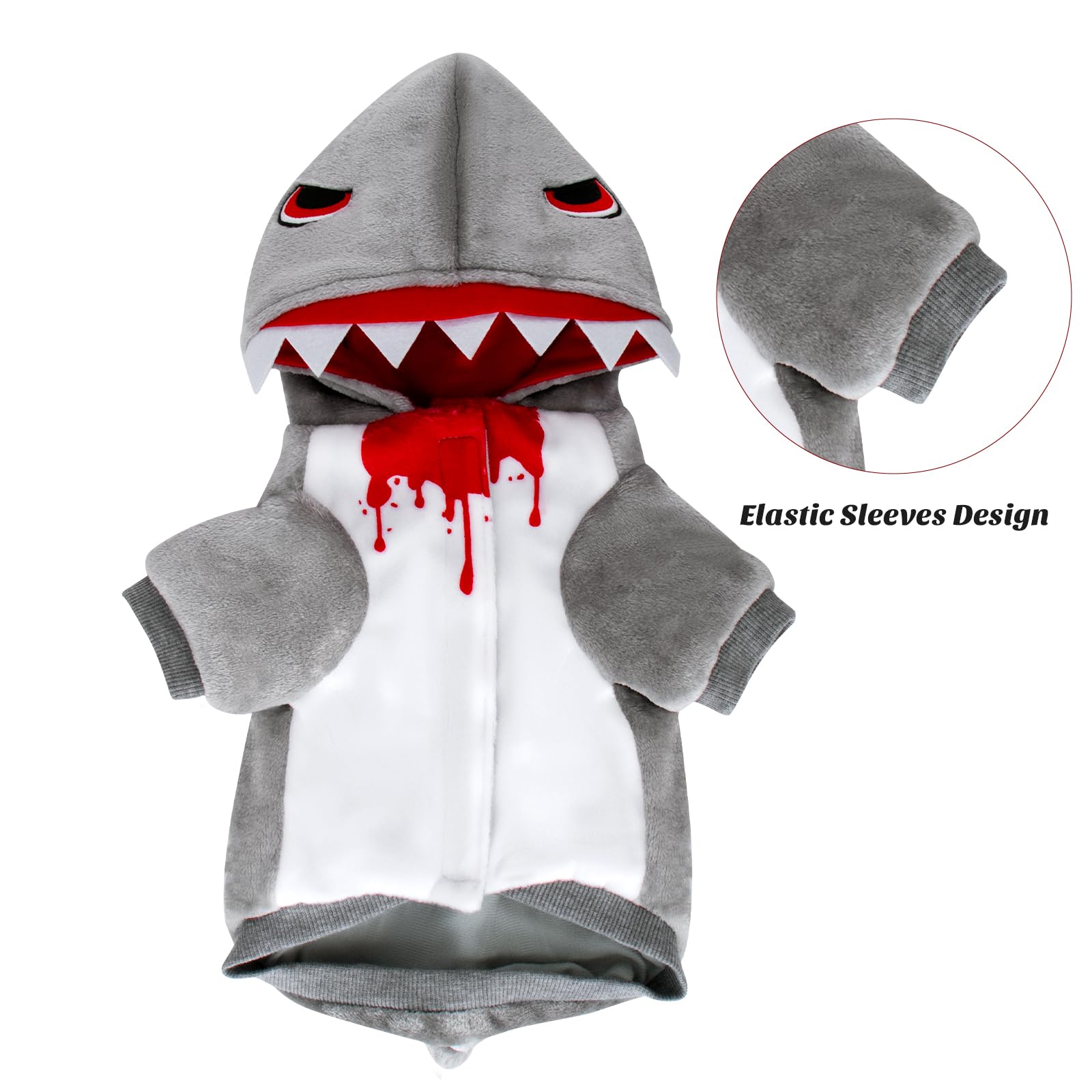 Shark Dog Costume - Warm Winter Coat & Hoodie for Small & Medium Dogs - Funny Pet Apparel for Christmas, Birthday Parties & Cosplay - Perfect for Halloween, Pet Parades & Photo Shoots