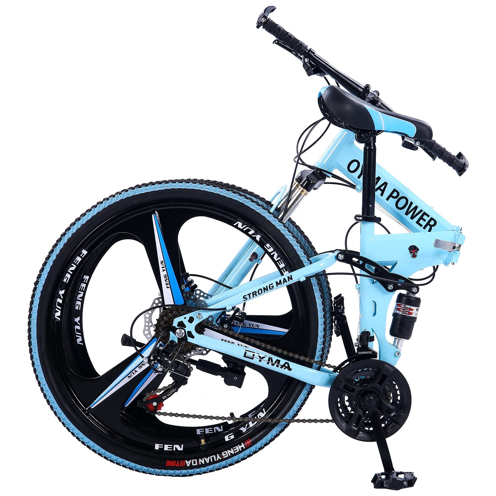 Tengma 26 Inch Folding Mountain Bike for Adults - 21 Speed Shimano Gears, Full Suspension MTB - Perfect for Trail Riding, Commuting & Outdoor Adventures