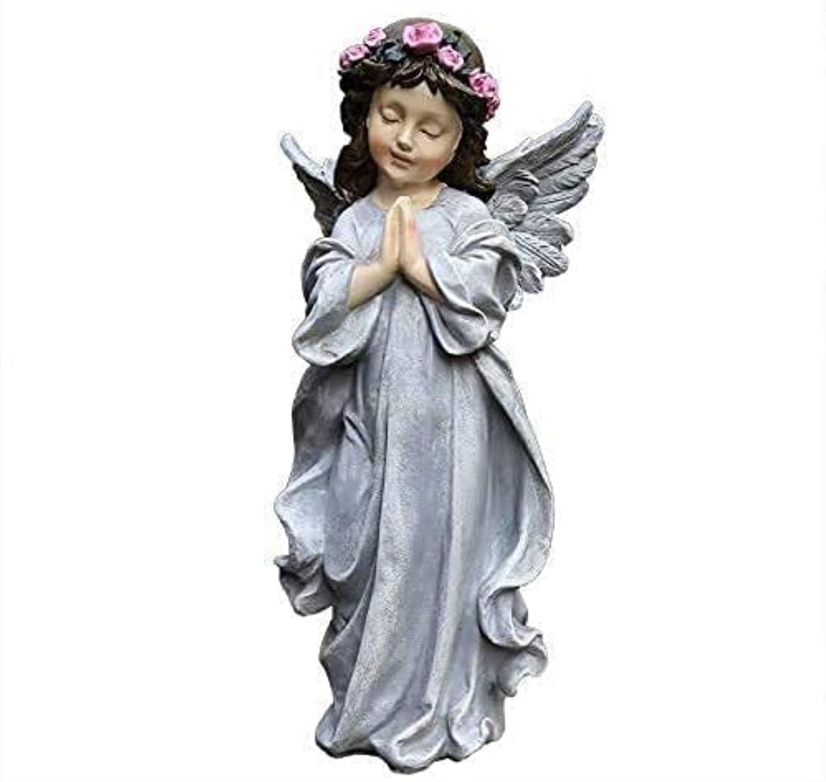RR&LL Little Angel Garden Statue - Resin Praying Angel Sculpture for Outdoor Courtyard & Home Decor in Gray | Perfect for Garden, Patio, and Yard Decoration