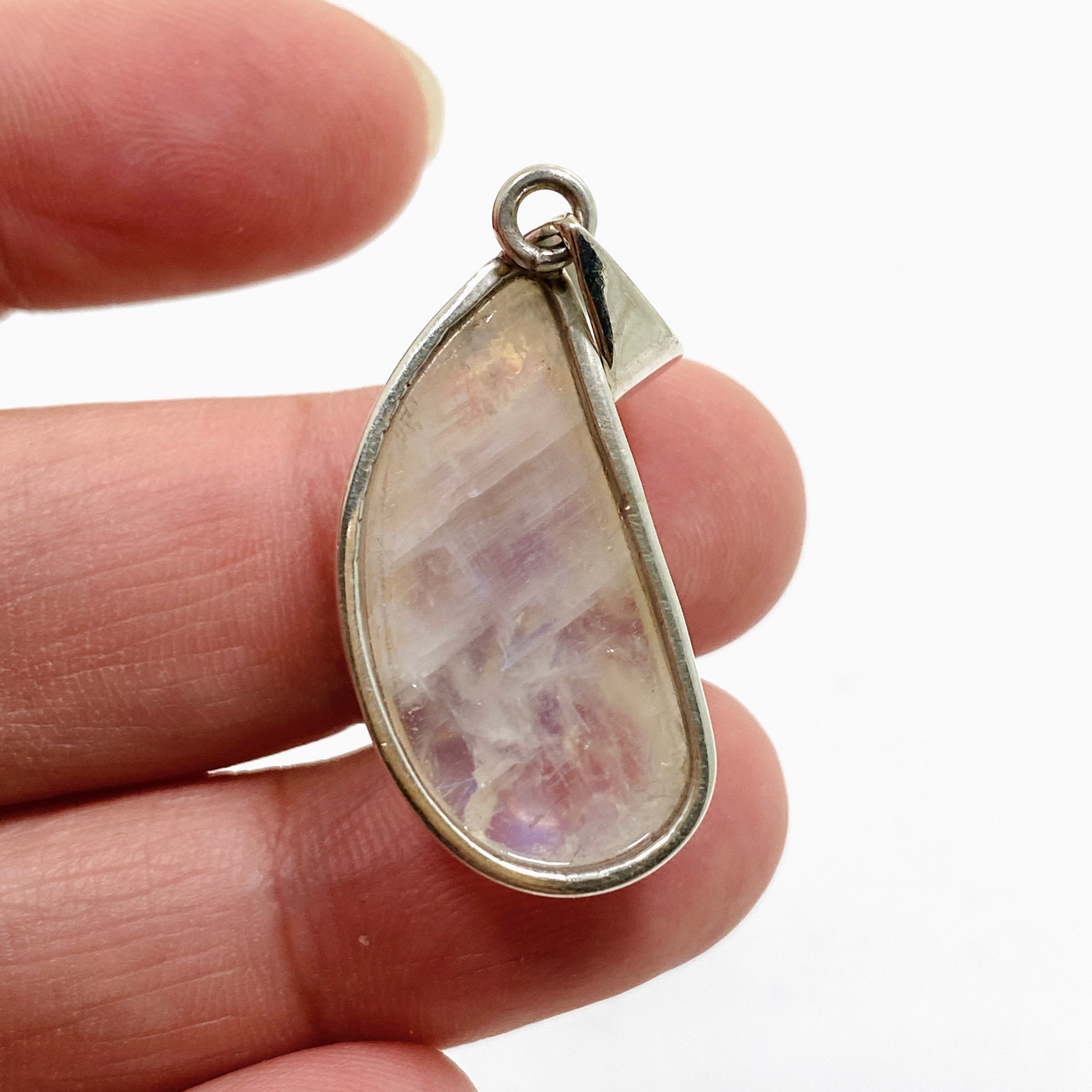 Natural Moonstone Freeform Cabochon Pendant Necklace - Handmade Silver Jewelry for Women - Perfect for Boho Style, Meditation & Spiritual Healing