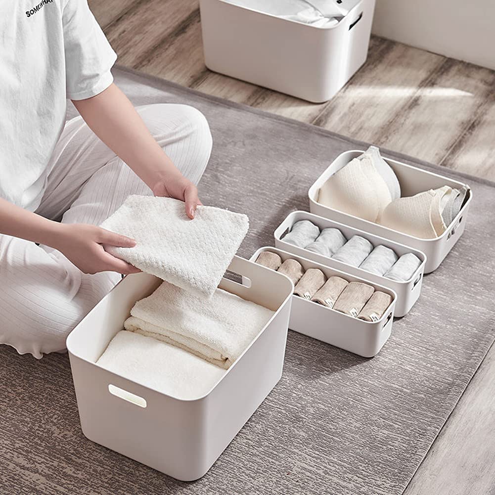 White Plastic Storage Bin with Handles - Multi-Purpose Organizer Basket for Kitchen Pantry, Bedroom, Bathroom - Perfect for Food Storage, Snack Containers & Toy Organization (1-Pack) - Ideal for Home, Office & Dorm Organization