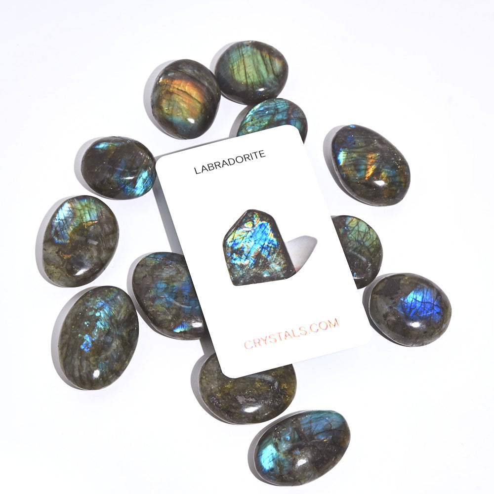 Natural Labradorite Palm Stone - Healing Crystal for Stress Relief & Meditation | Perfect for Reiki, Chakra Balancing & Spiritual Gifts
