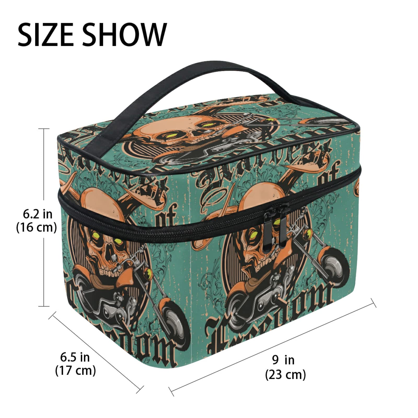 Vintage Skull Makeup Bag for Women - Retro Cosmetic Pouch & Toiletry Travel Case - Perfect for Travel, Gym, and Everyday Use